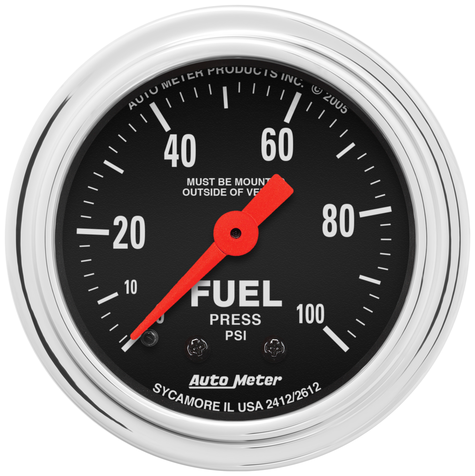 2-1/16" FUEL PRESSURE, 0-100 PSI, TRADITIONAL CHROME