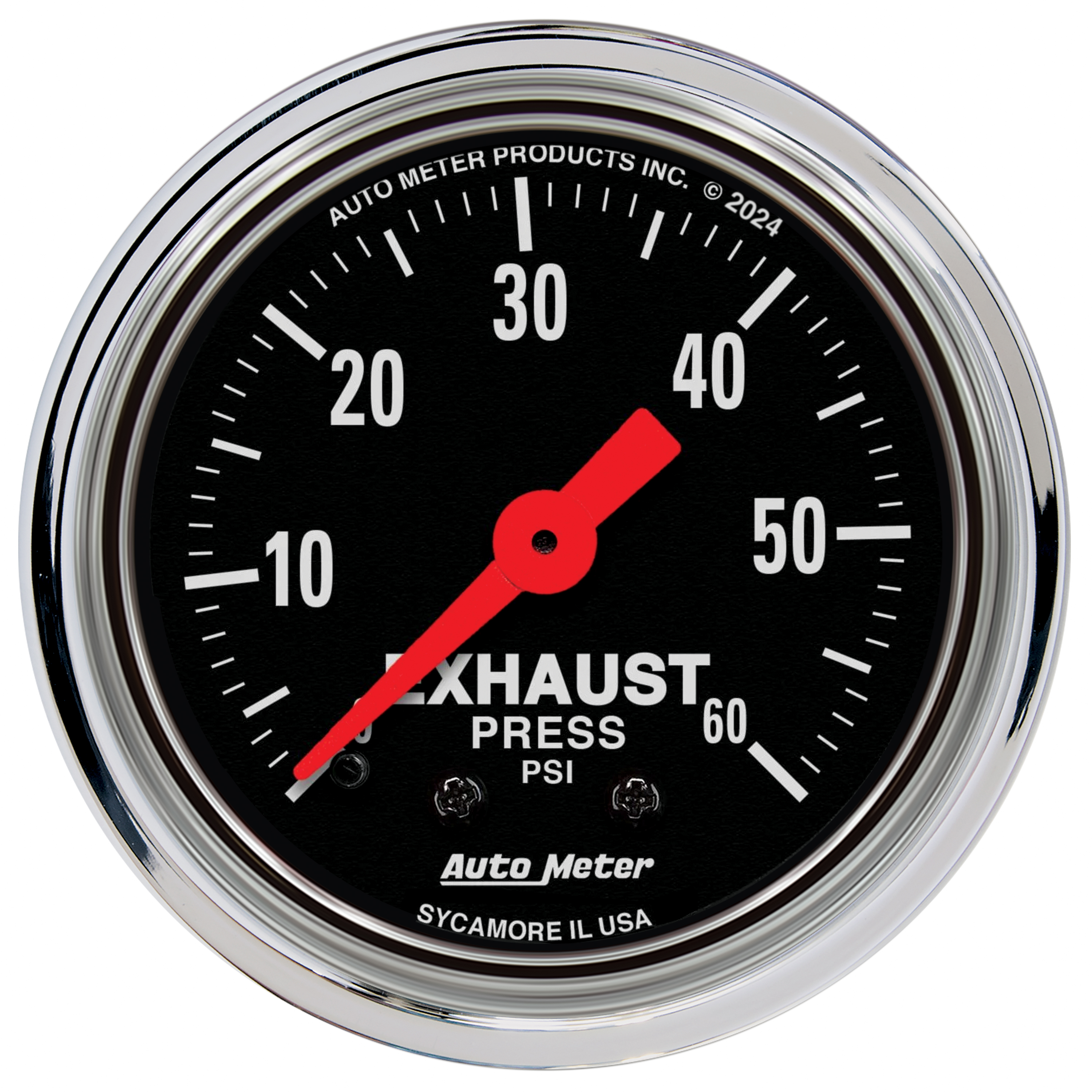 2-1/16" EXHAUST PRESSURE, 0-60 PSI, TRADITIONAL CHROME