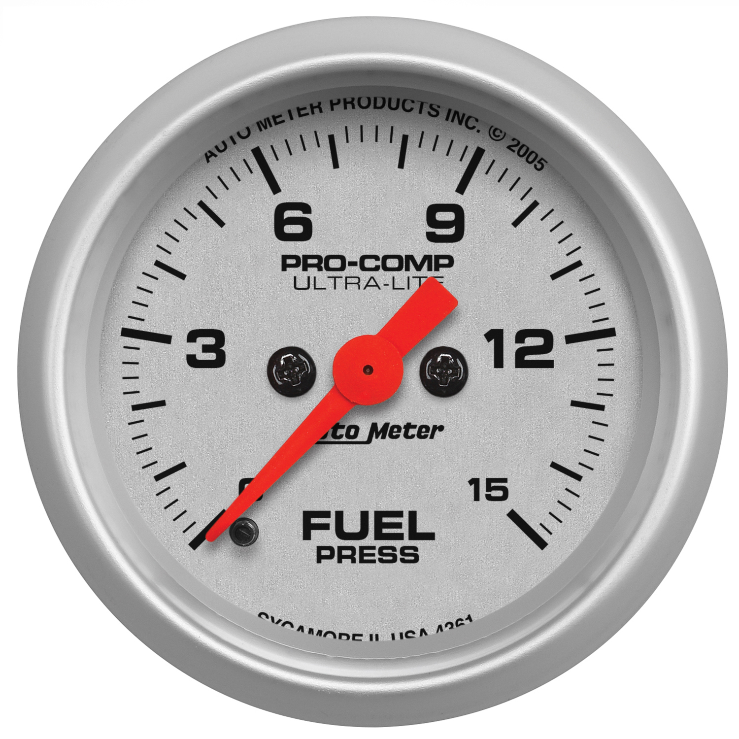 2-1/16" FUEL PRESSURE, 0-15 PSI, ULTRA-LITE