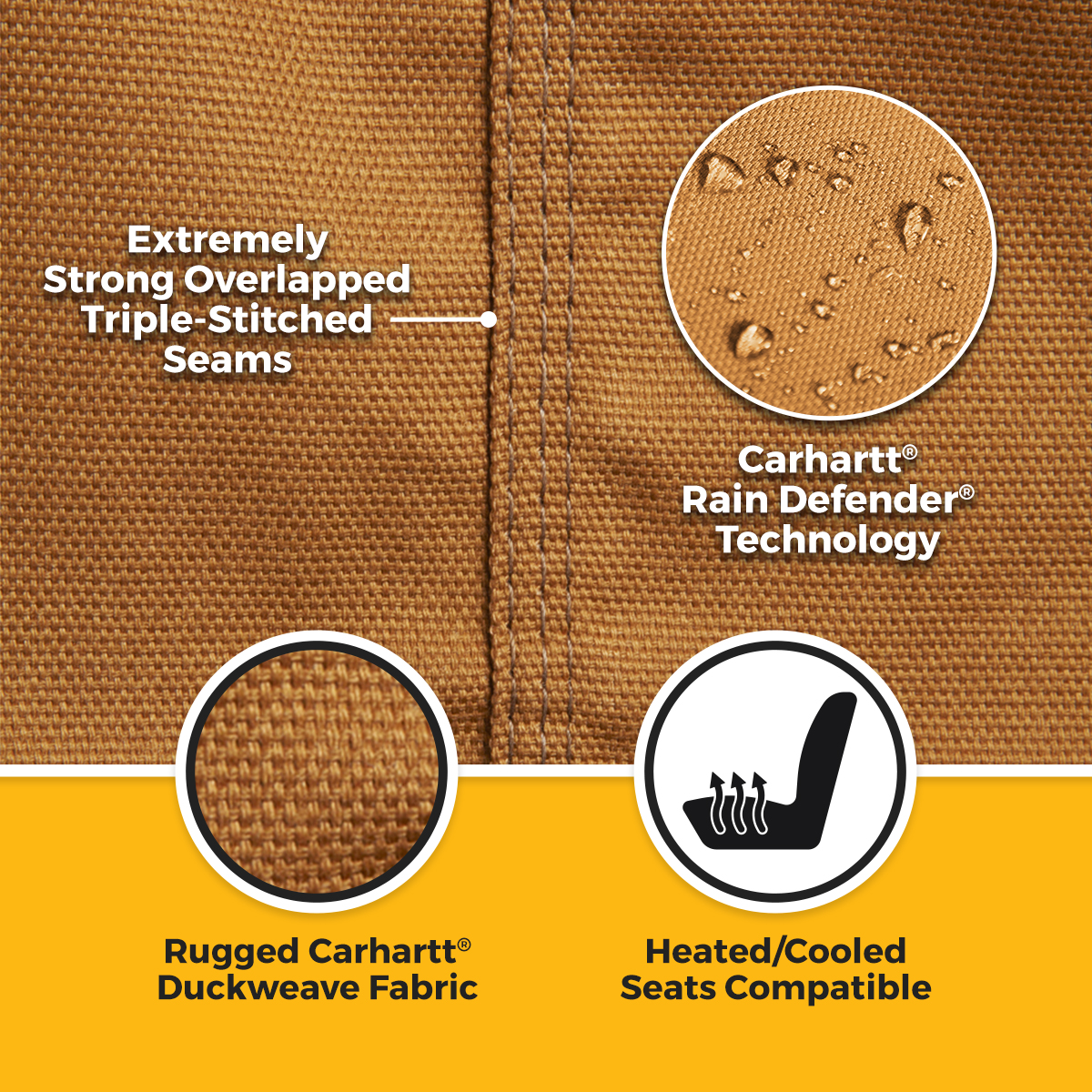 Seat Saver SSC2344CABN - Saver Carhartt Duck Weave Seat Covers, Crew Cab, Brown