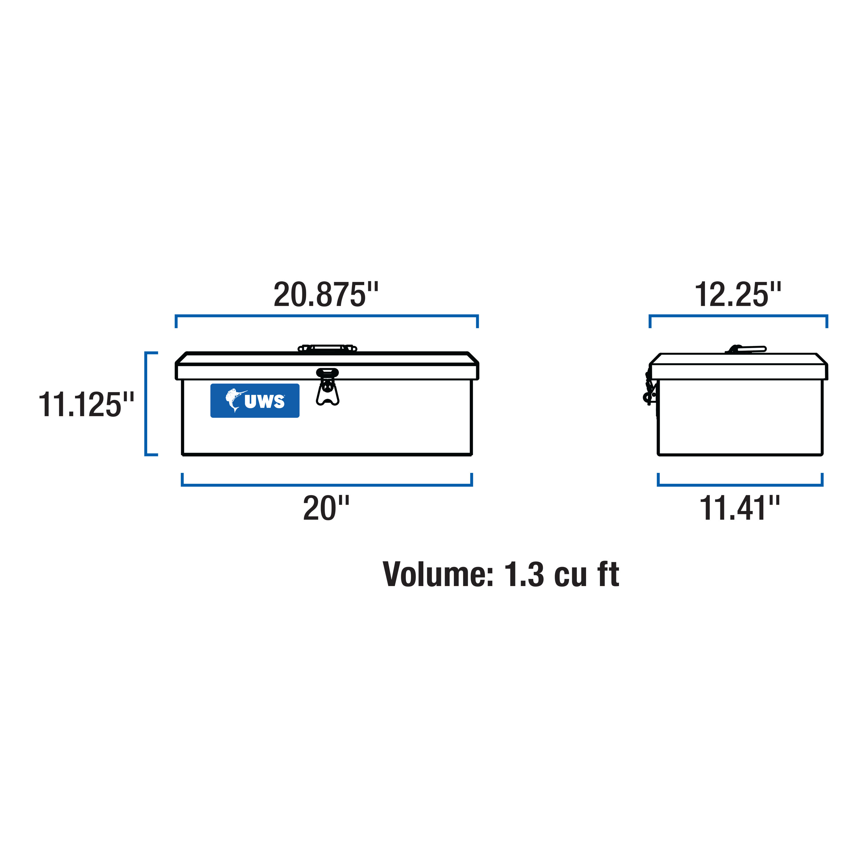 UWS TB-2 - Tote Box, Bright Aluminum
