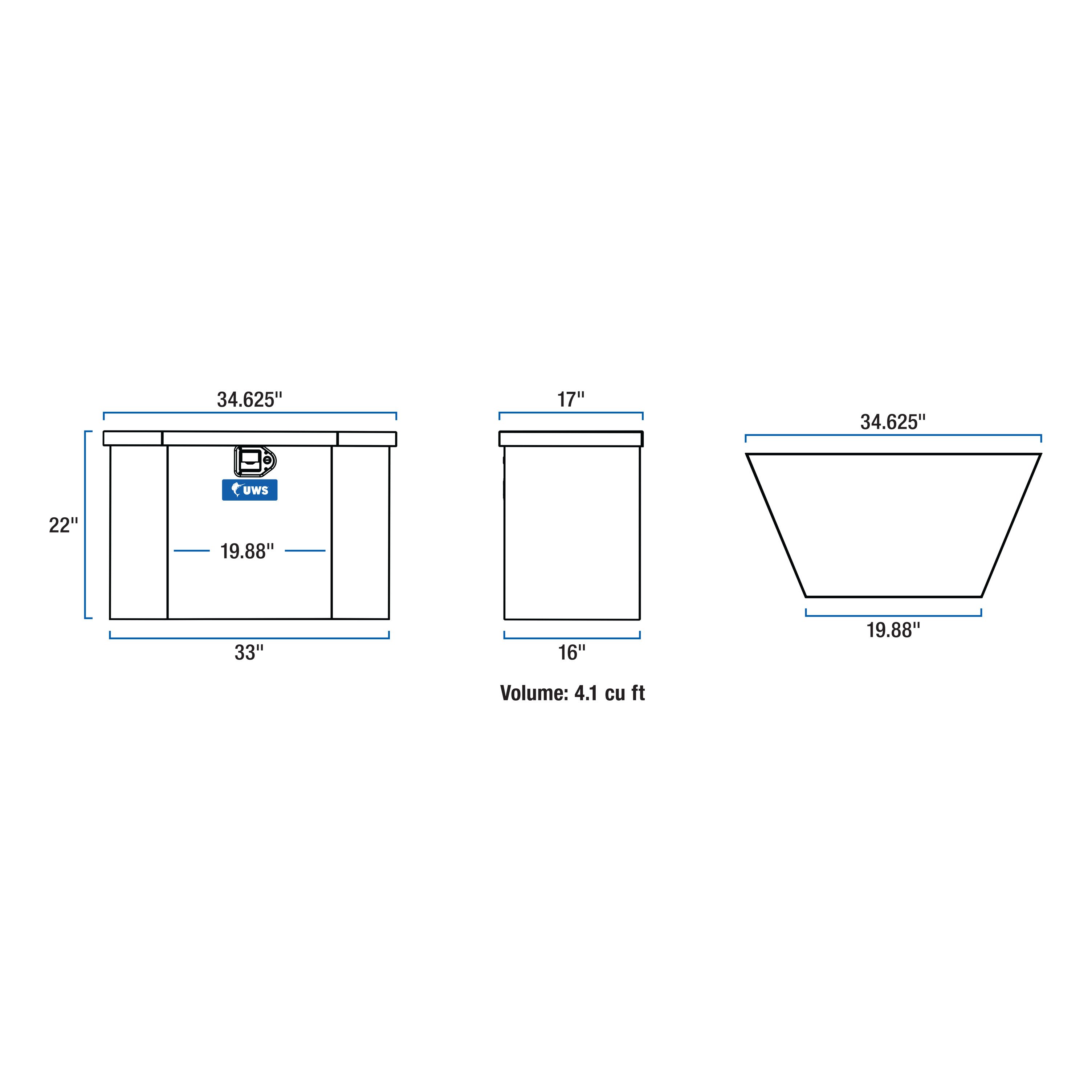 UWS TBV-34 - Trailer Tongue Box, Bright Aluminum
