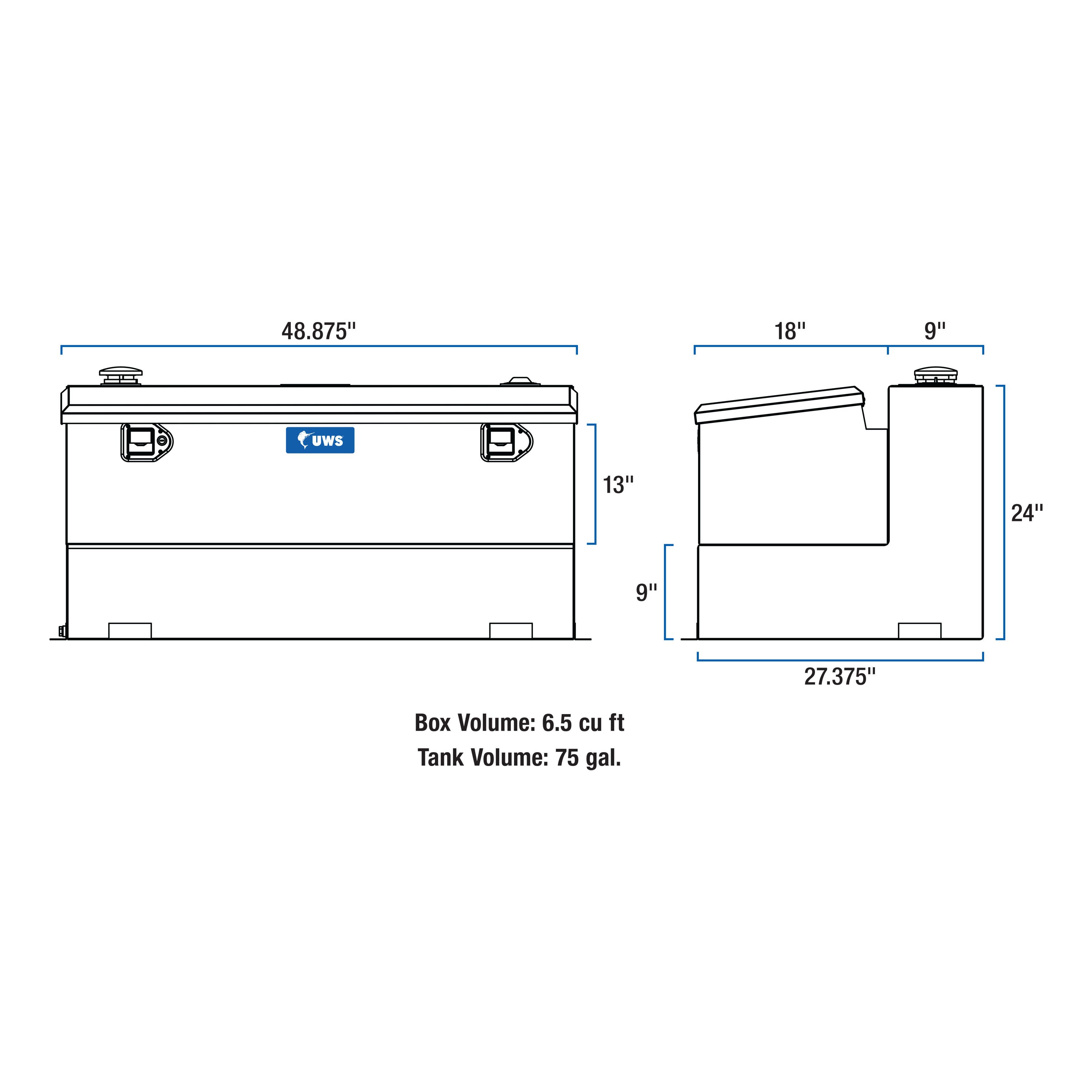 UWS TT-75-COMBO - Combo Transfer Tank, Bright Aluminum