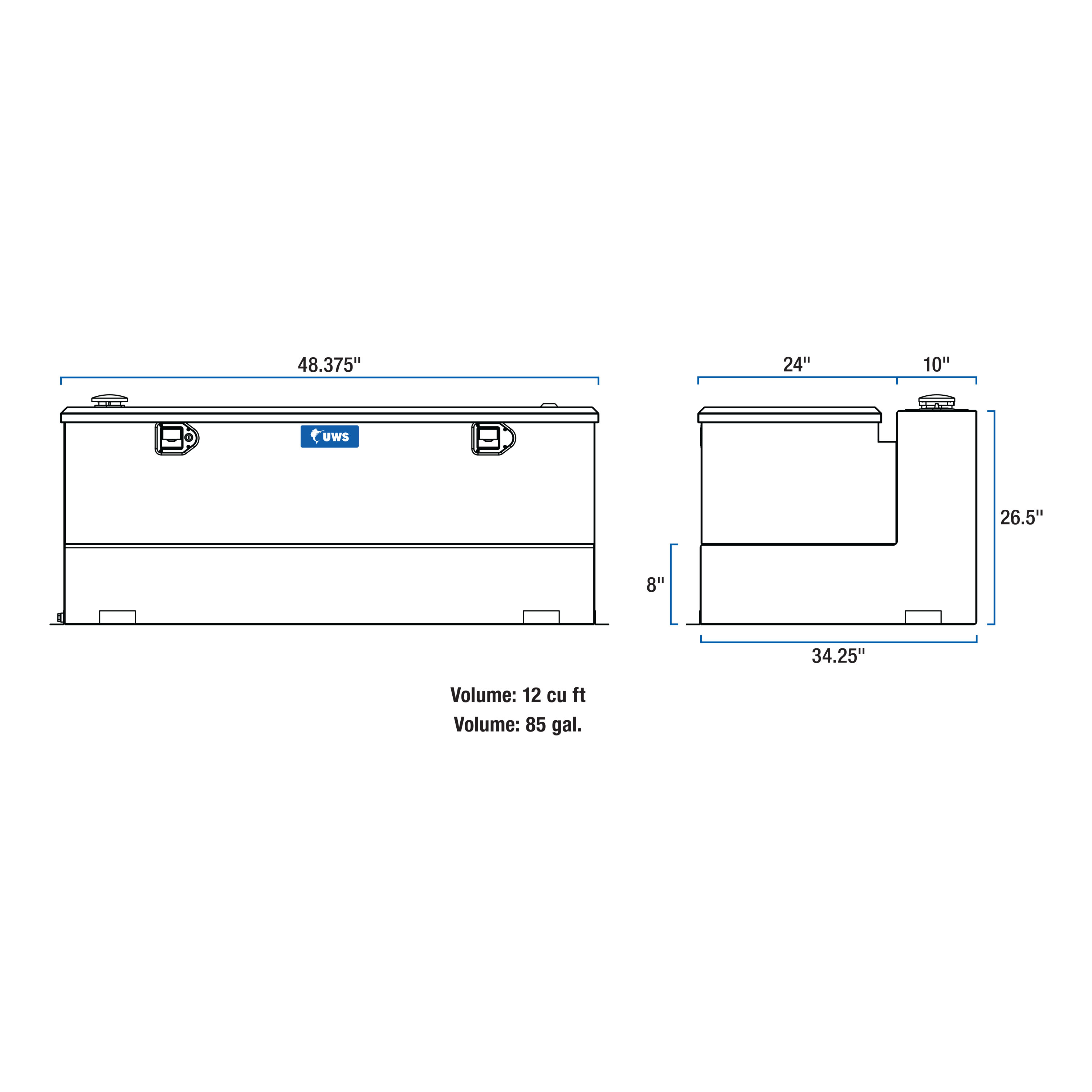 UWS TT-85-COMBO - Combo Transfer Tank, Bright Aluminum