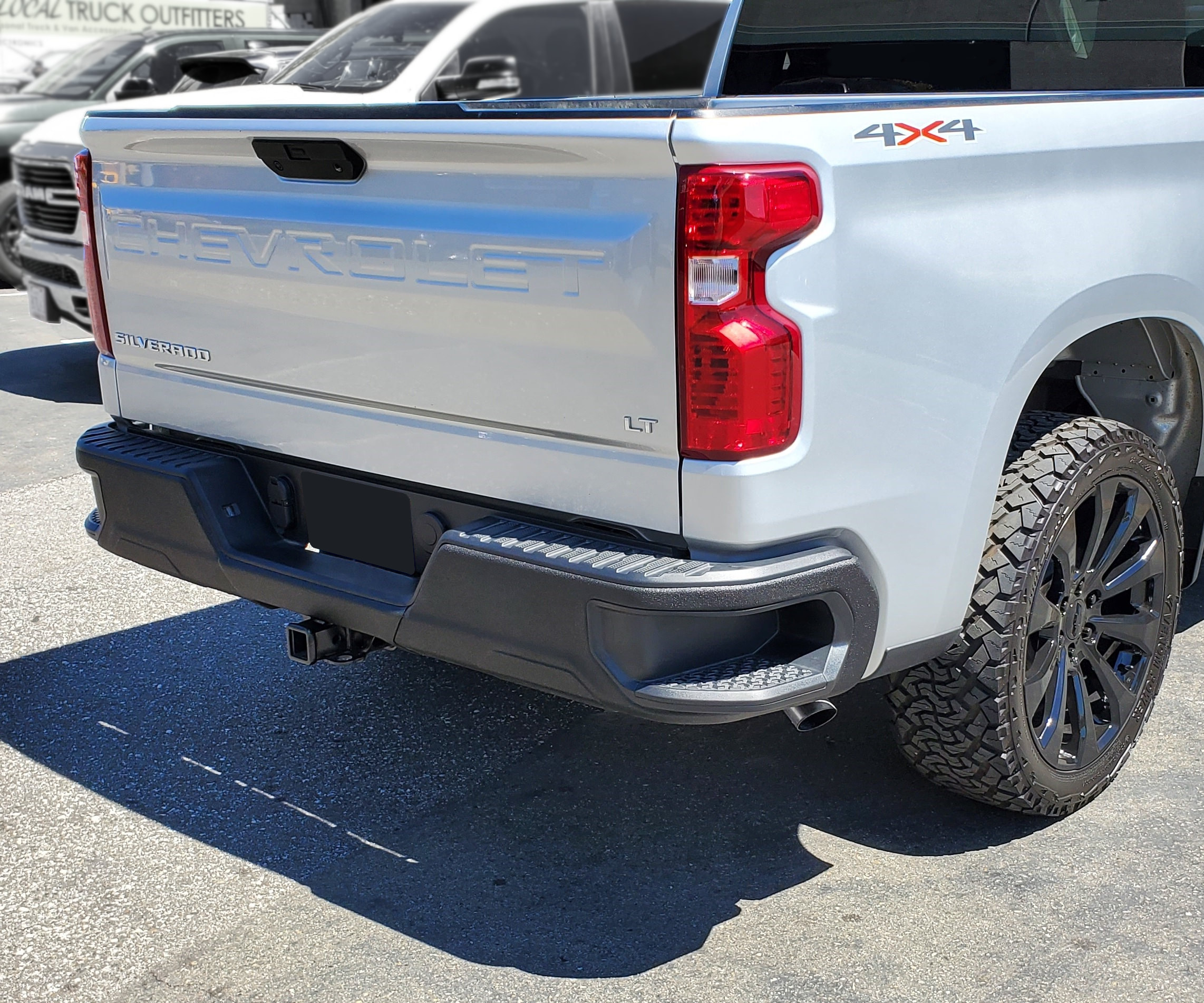 BumperShellz 2019-2023 Chevy Silverado 1500 Rear Bumper Cover No Sensors, 3pc, Gloss Black
