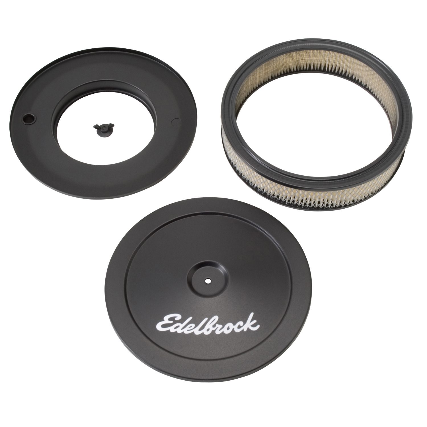 Edelbrock 1203 Pro-Flo Black 10\" Round Air Cleaner With 2\" Paper Element