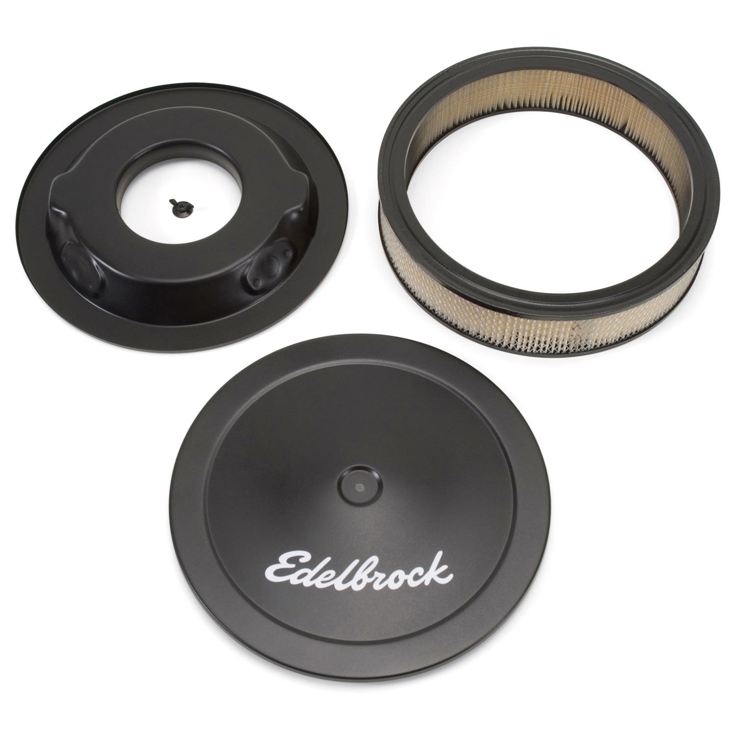 Edelbrock 1223 Pro-Flo Black 14\" Round Air Cleaner With 3\" Paper Element (Deep Flange)