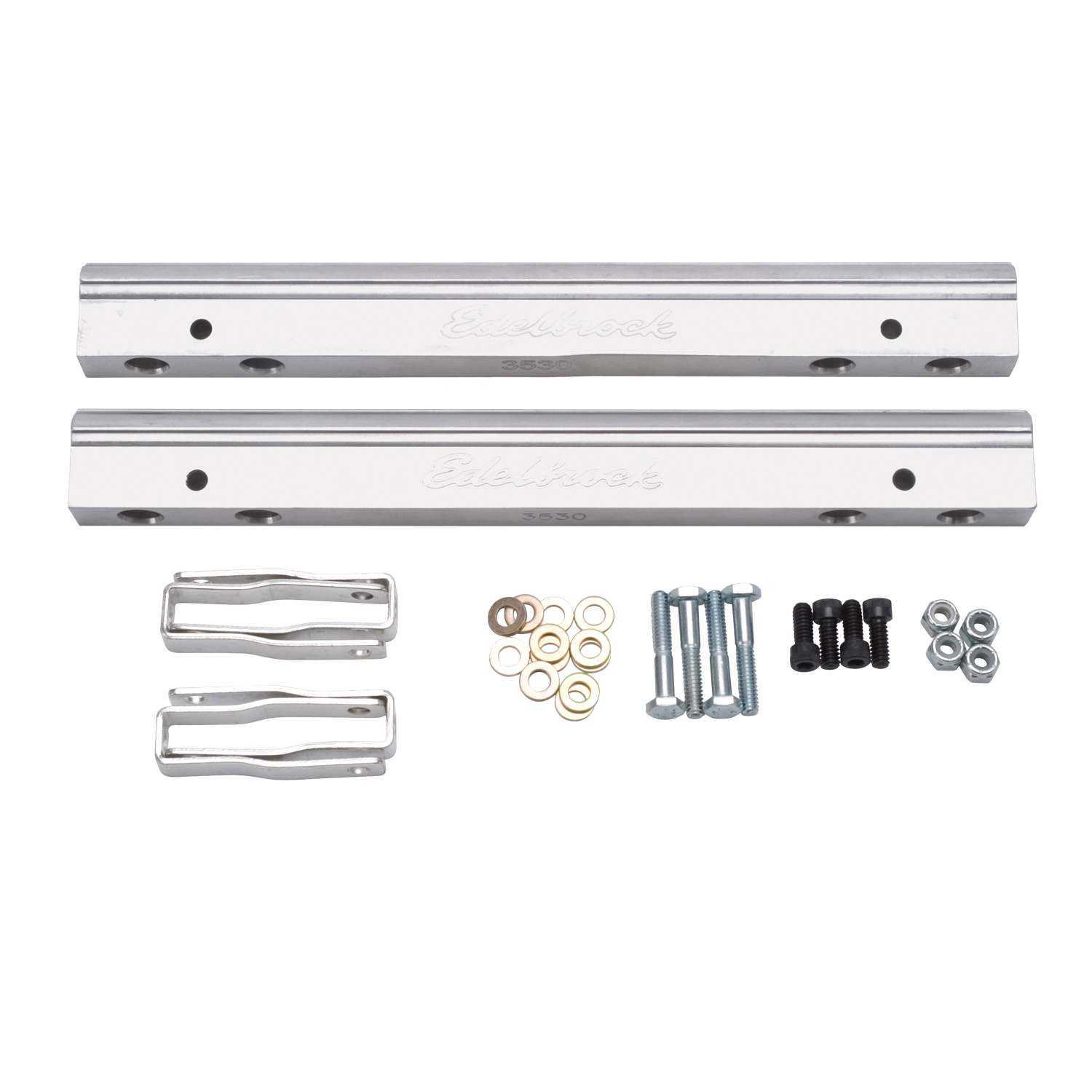 Edelbrock 3630 Fuel Rail Kit For Small-Block Chevy -6 AN In Clear Finish