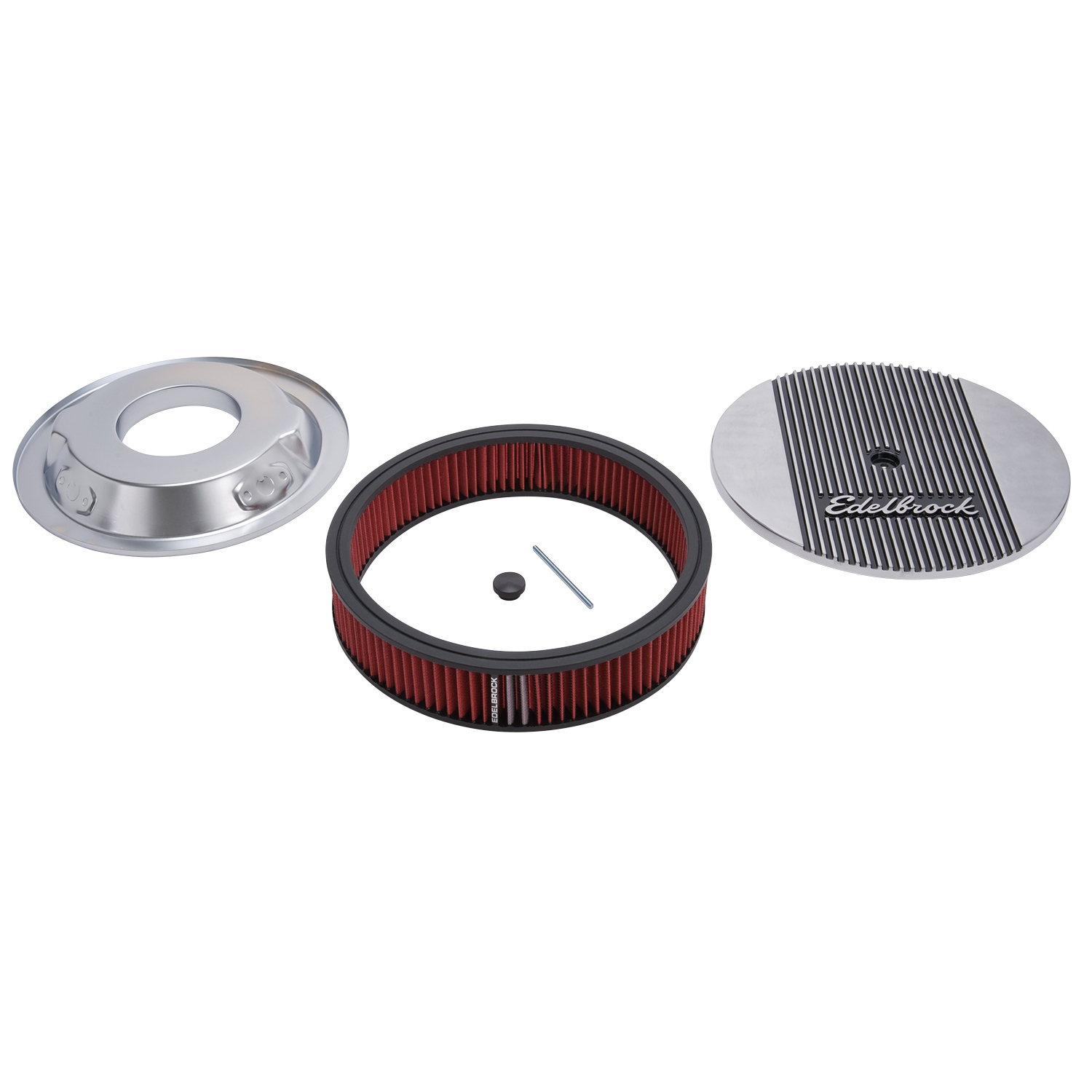 Edelbrock 4266 Elite 2 Series Polished 14\" Round Air Cleaner - 3\" Pro-Flo Element (Deep Flange)