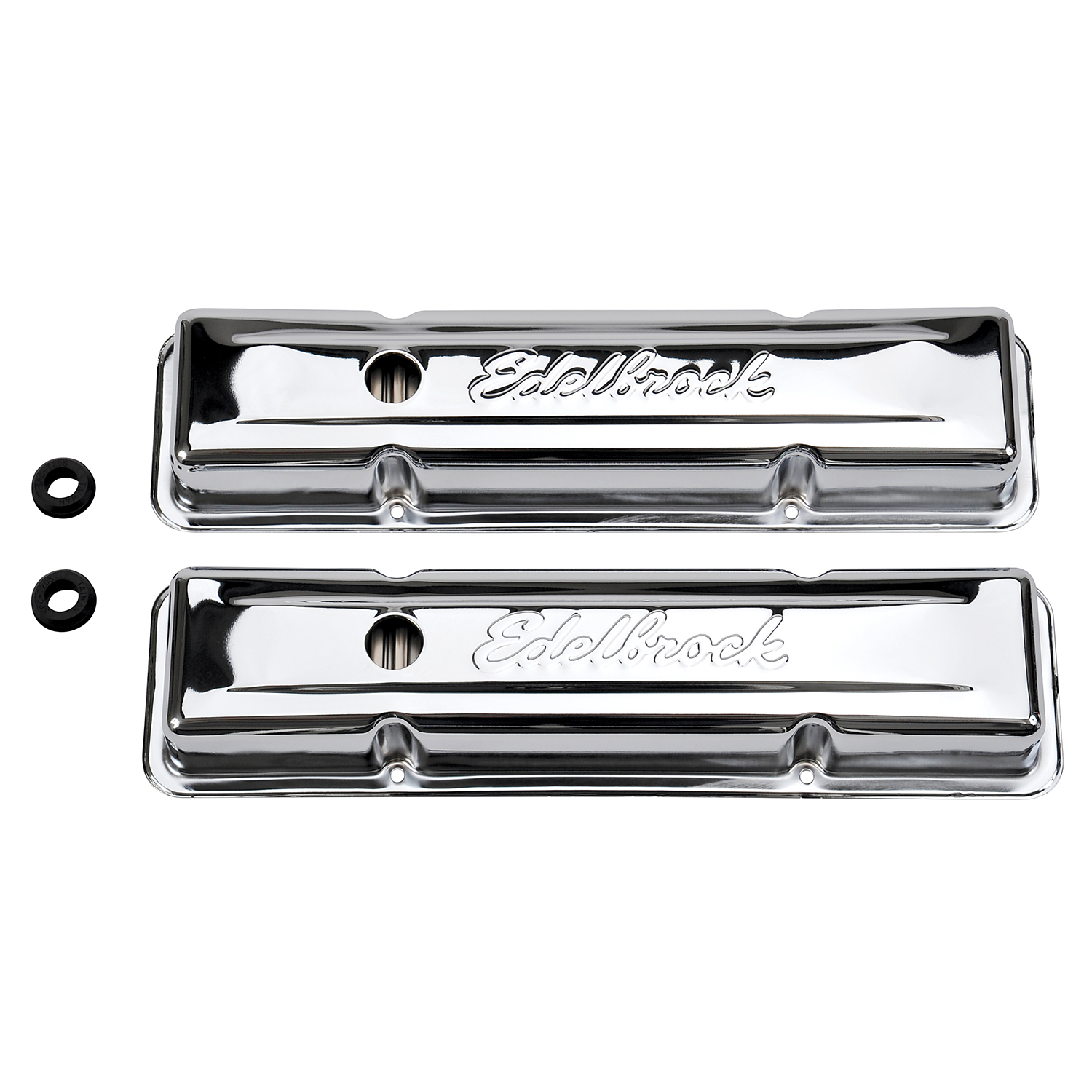 Edelbrock 4449 Signature Series Valve Covers, Chrome, Low Profile, Chevrolet 262-400, \'59-\'86