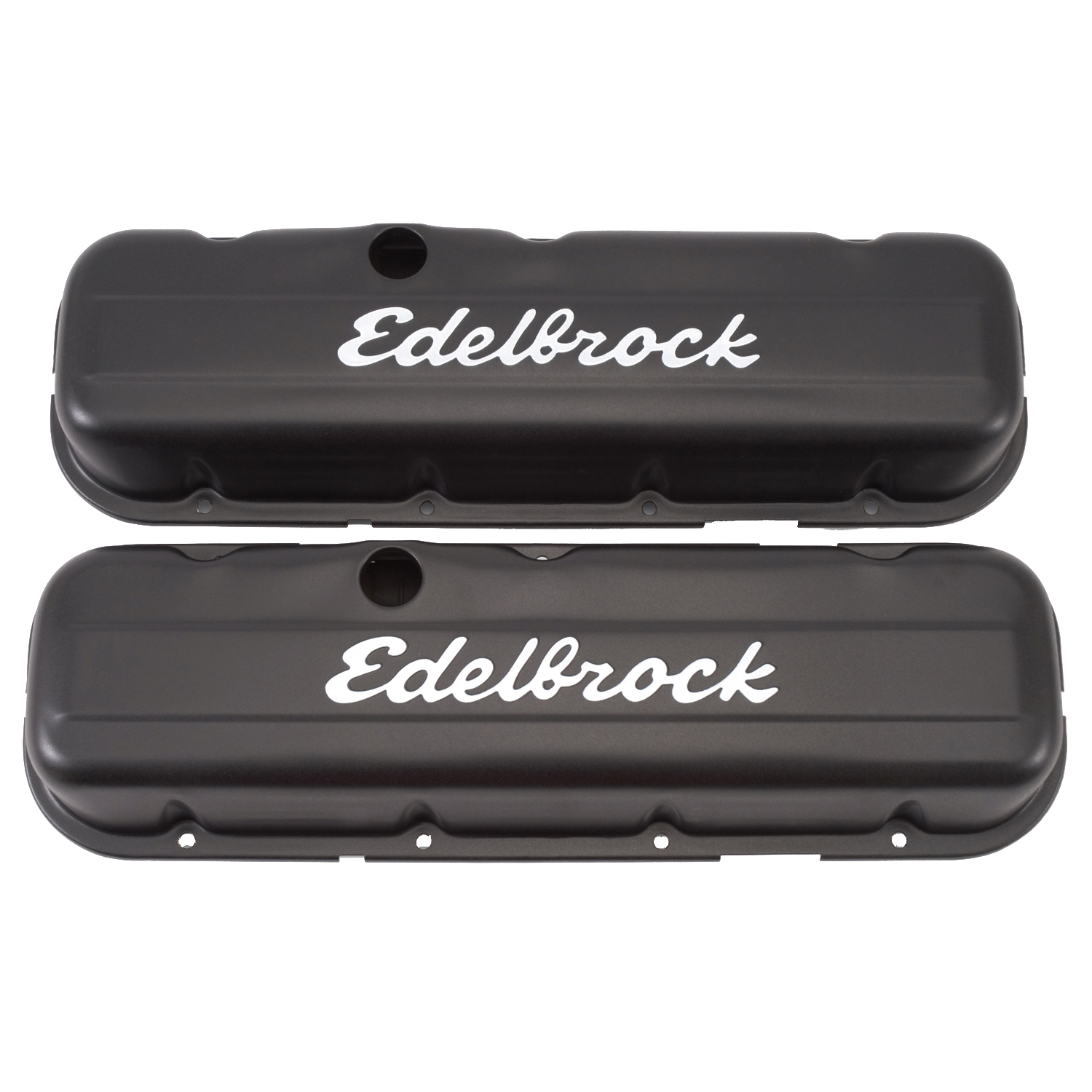 Edelbrock 4483 Signature Series Valve Covers, Black, Low Profile, Chevrolet 396-502, \'65-Later