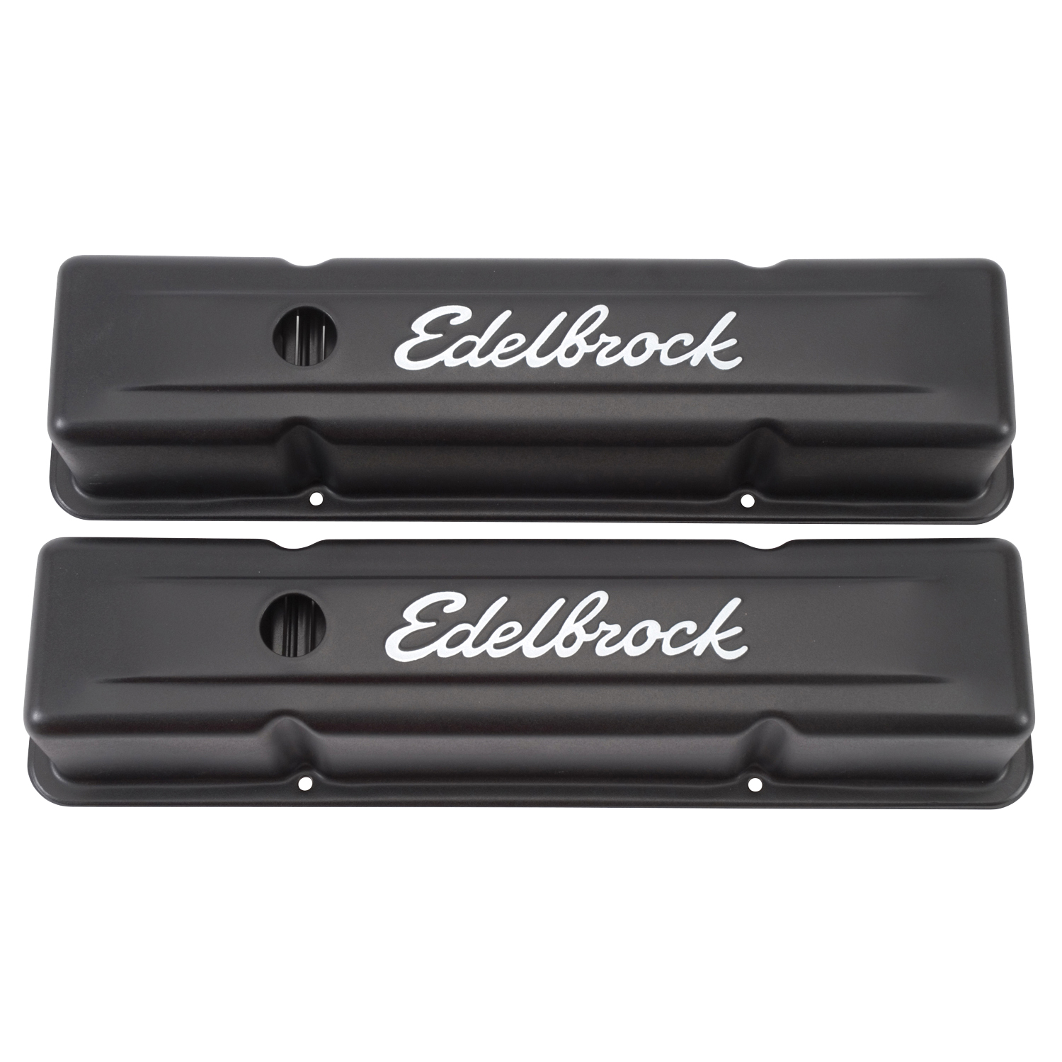 Edelbrock 4643 Signature Series Valve Covers, Black, Tall Profile, Chevrolet 262-400, \'59-\'86