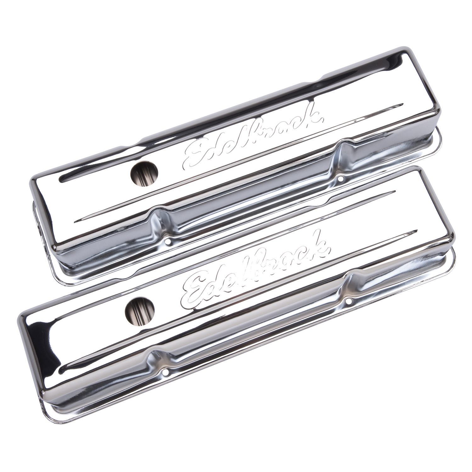 Edelbrock 4649 Signature Series Valve Covers, Chrome, Tall Profile, Chevrolet 262-400, \'59-\'86