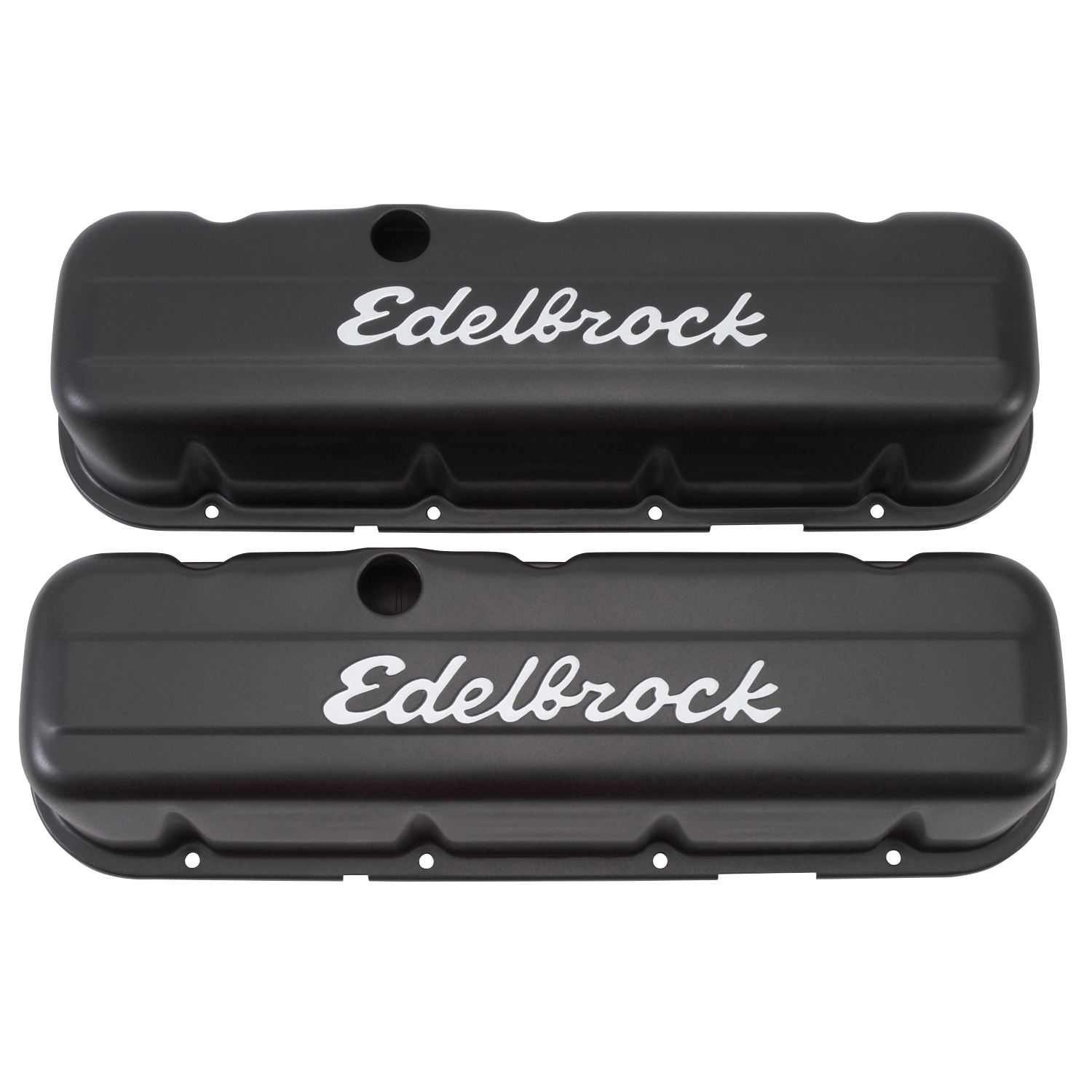 Edelbrock 4683 Signature Series Valve Covers, Black, Tall Profile, Chevrolet 396-502, \'65-Later