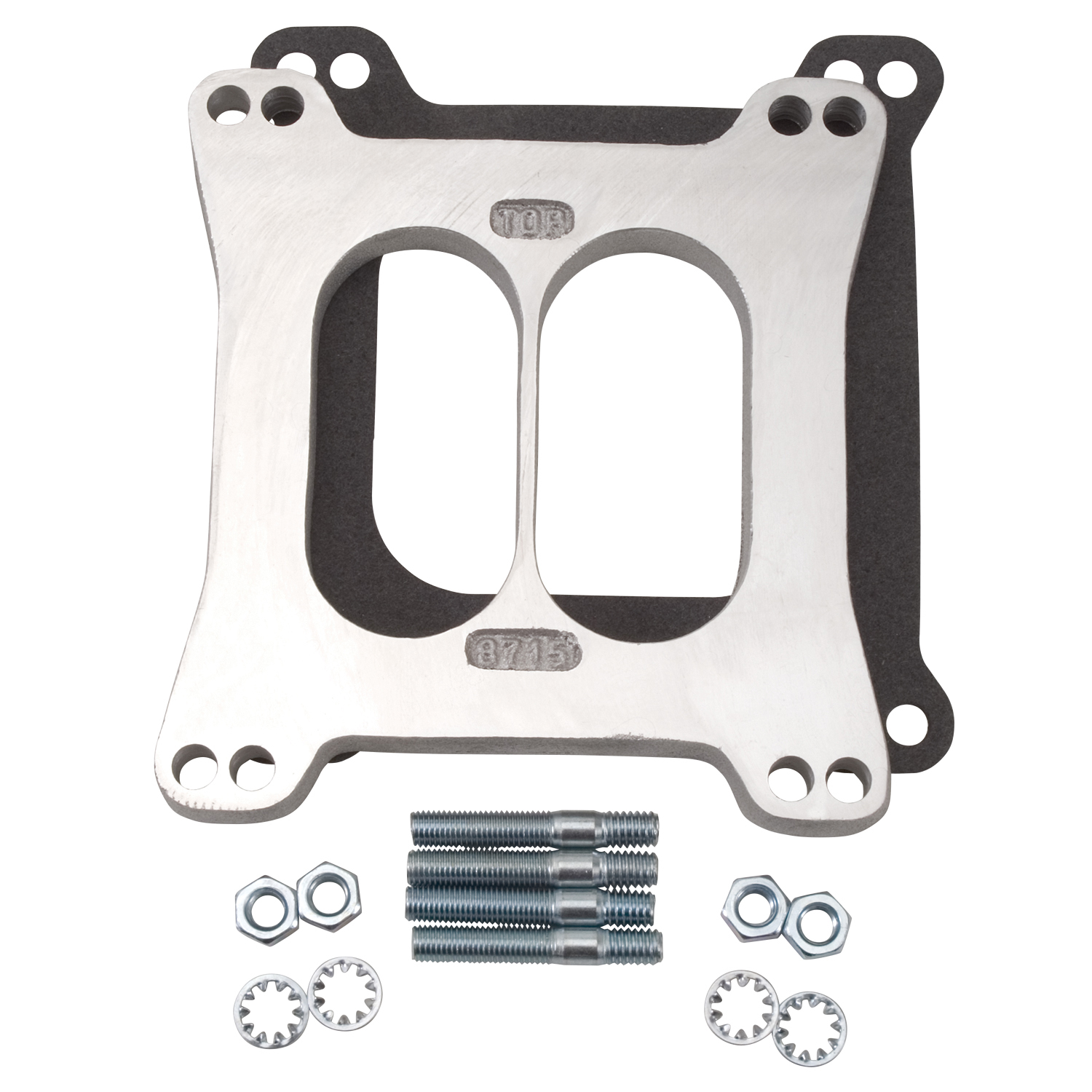 Edelbrock 8715 Carburetor Spacer #8715 Divided Center 1/2in Thick For 2-Plane Manifolds