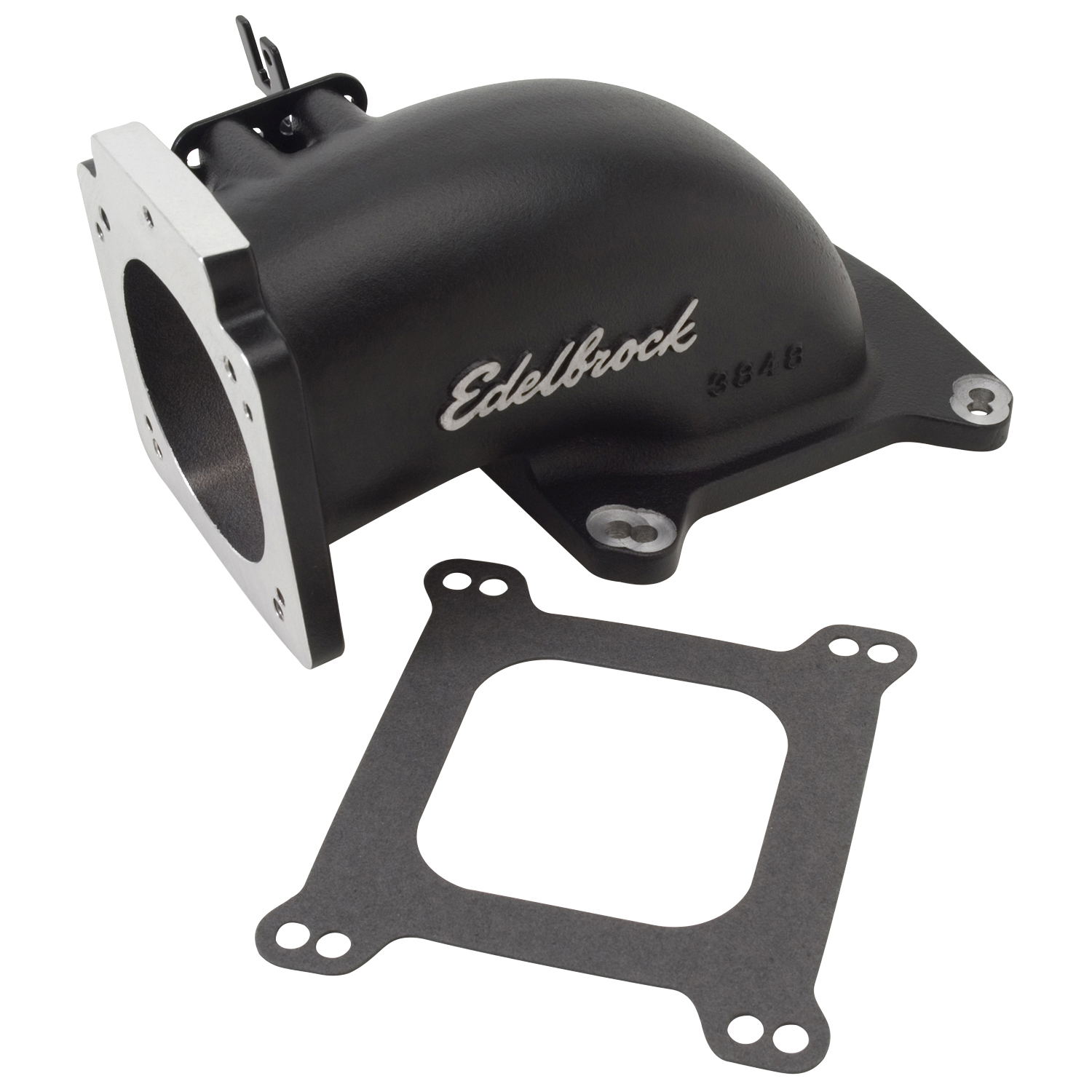Edelbrock 38483 Ultra Low Profile Universal Intake Elbow - 90mm T.B. To 4150 Flange Black
