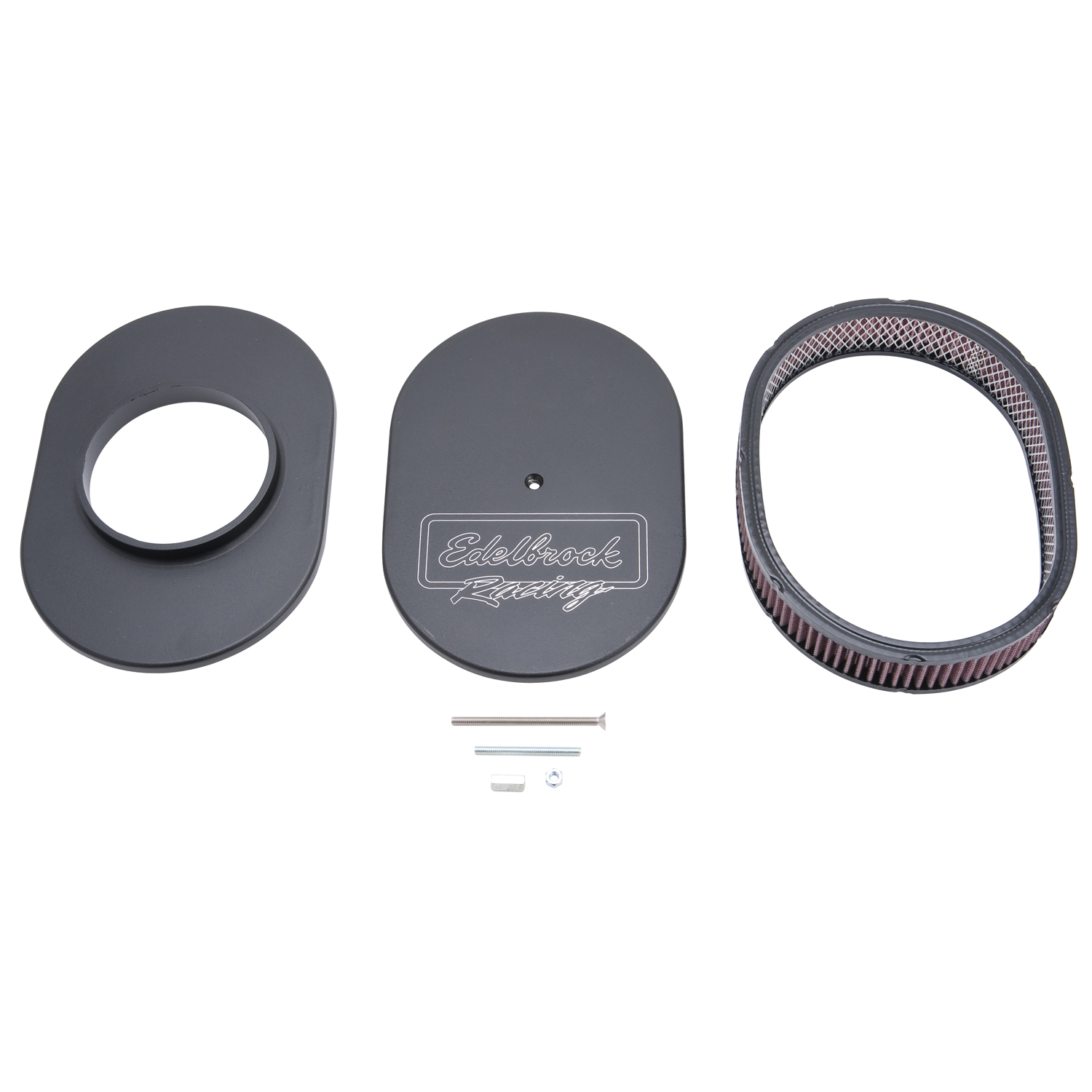 Edelbrock 42203 Victor Series Black Oval Air Cleaner - 2.4\" Cotton Element For Dual-Quads