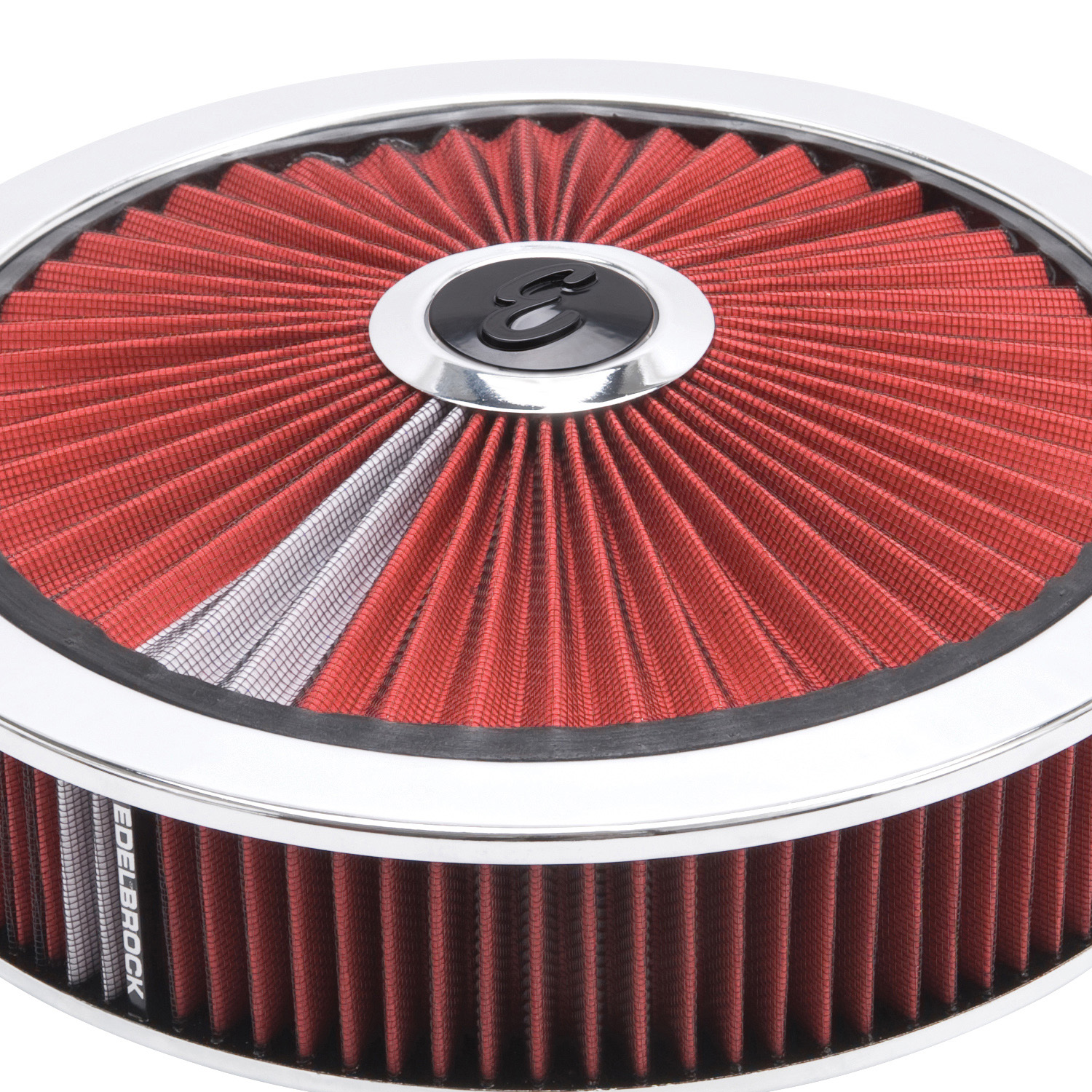 Edelbrock 43660 Pro-Flo Chrome Round 14\" Air Cleaner - 3\" Pro-Flo Element (Red)