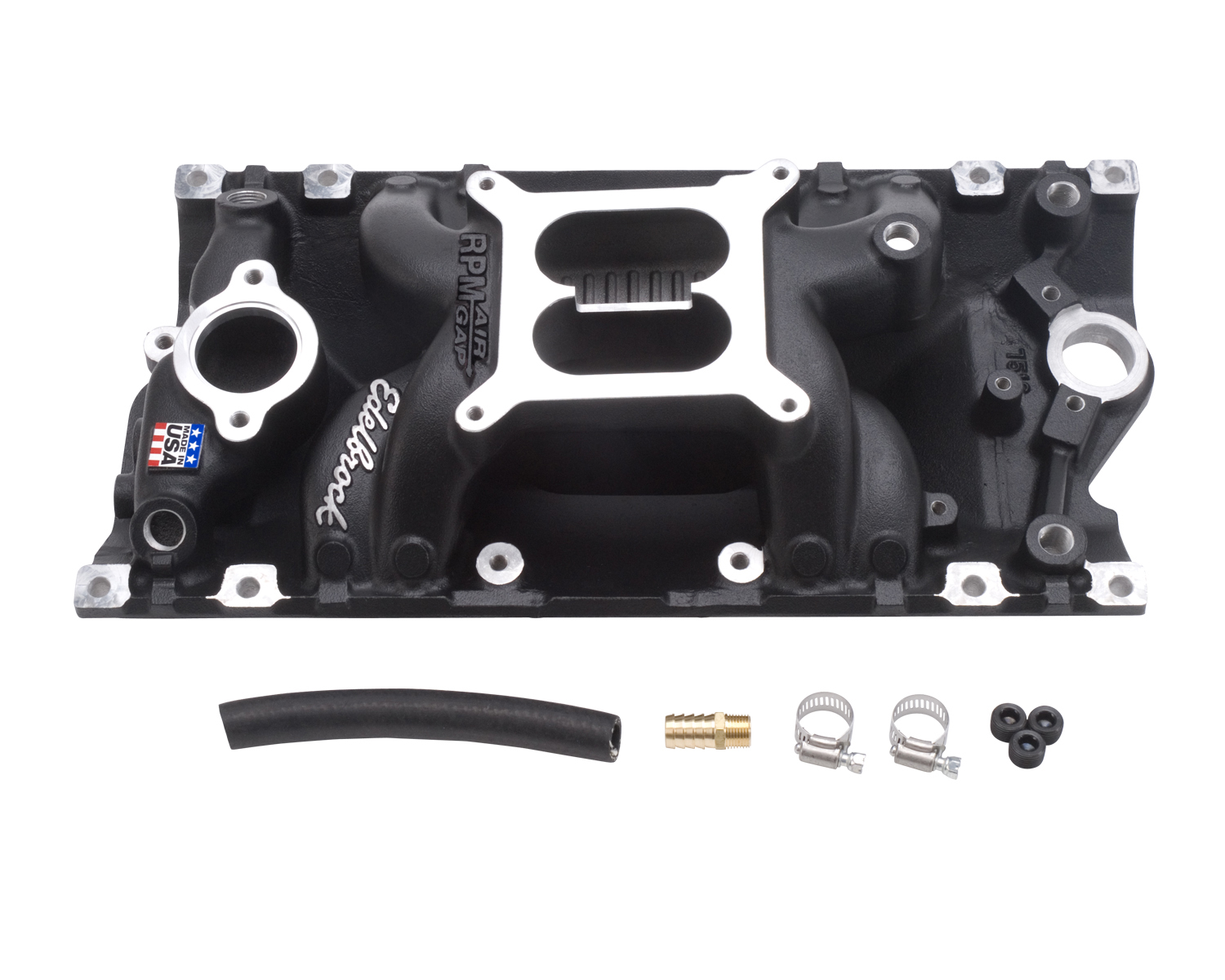 Edelbrock 75163 Performer RPM AIR-GAP Small Block Chevy Vortec Black Intake Manifold