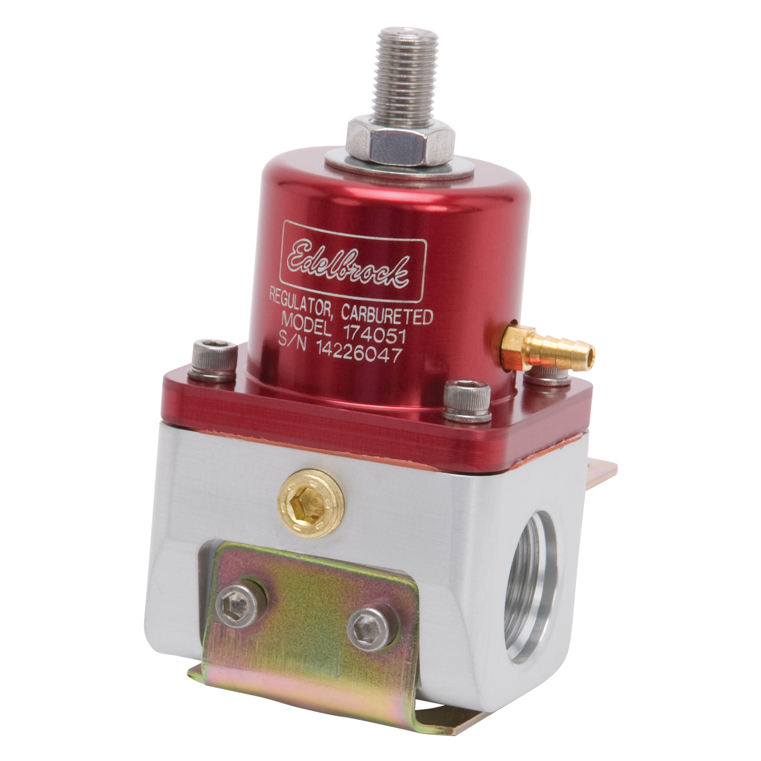 Edelbrock 174051 Carbureted Adjustable Bypass Fuel Pressure Regulator (180 GPH) In Red Finish