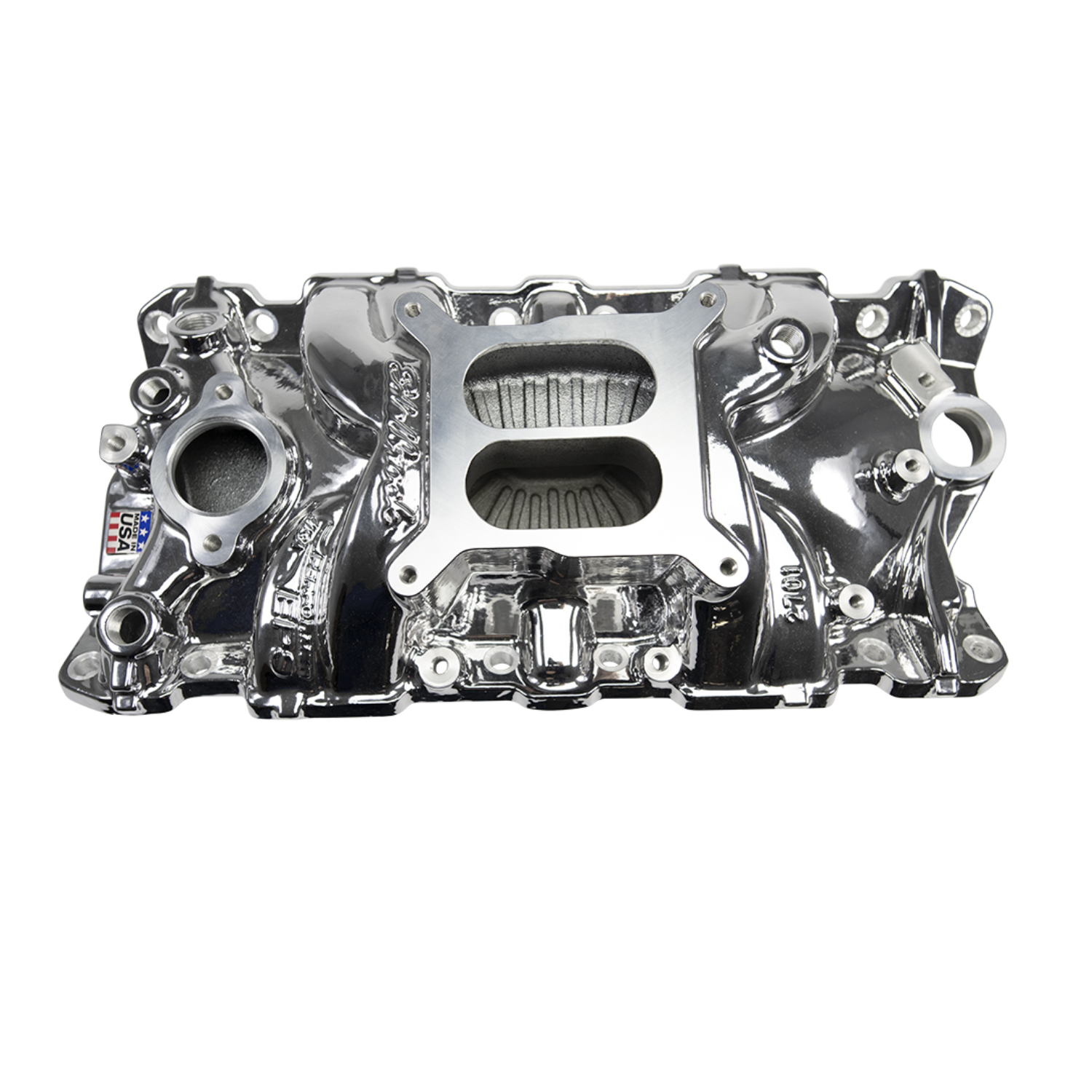 Edelbrock 2701-CP EPS Intake Manifold For 1955-86 Small-Block Chevy, Chrome Plasma Finish