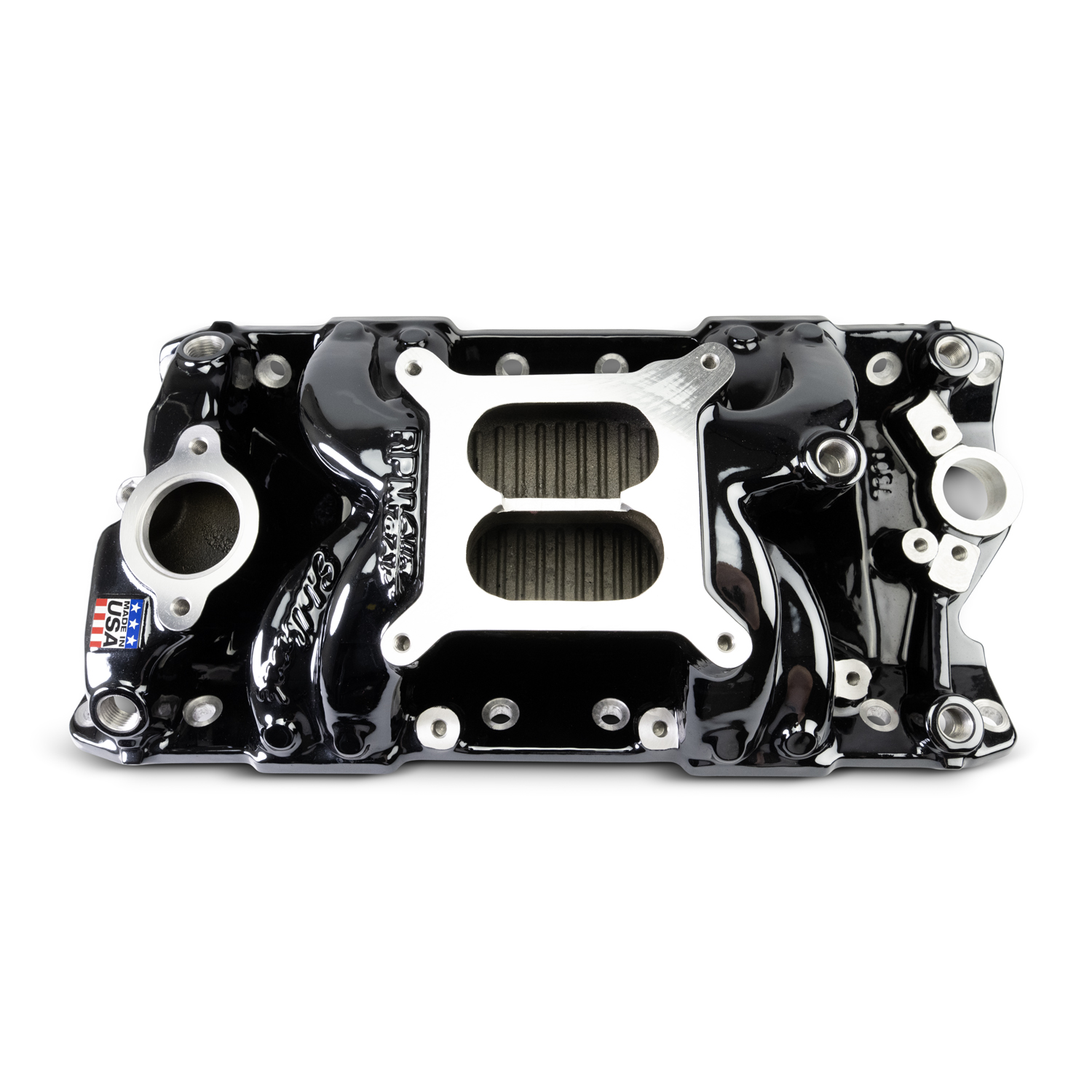 Edelbrock 7501-BP Performer RPM Small Block Chevy AIR-Gap Intake Manifold, Black Plasma Finish