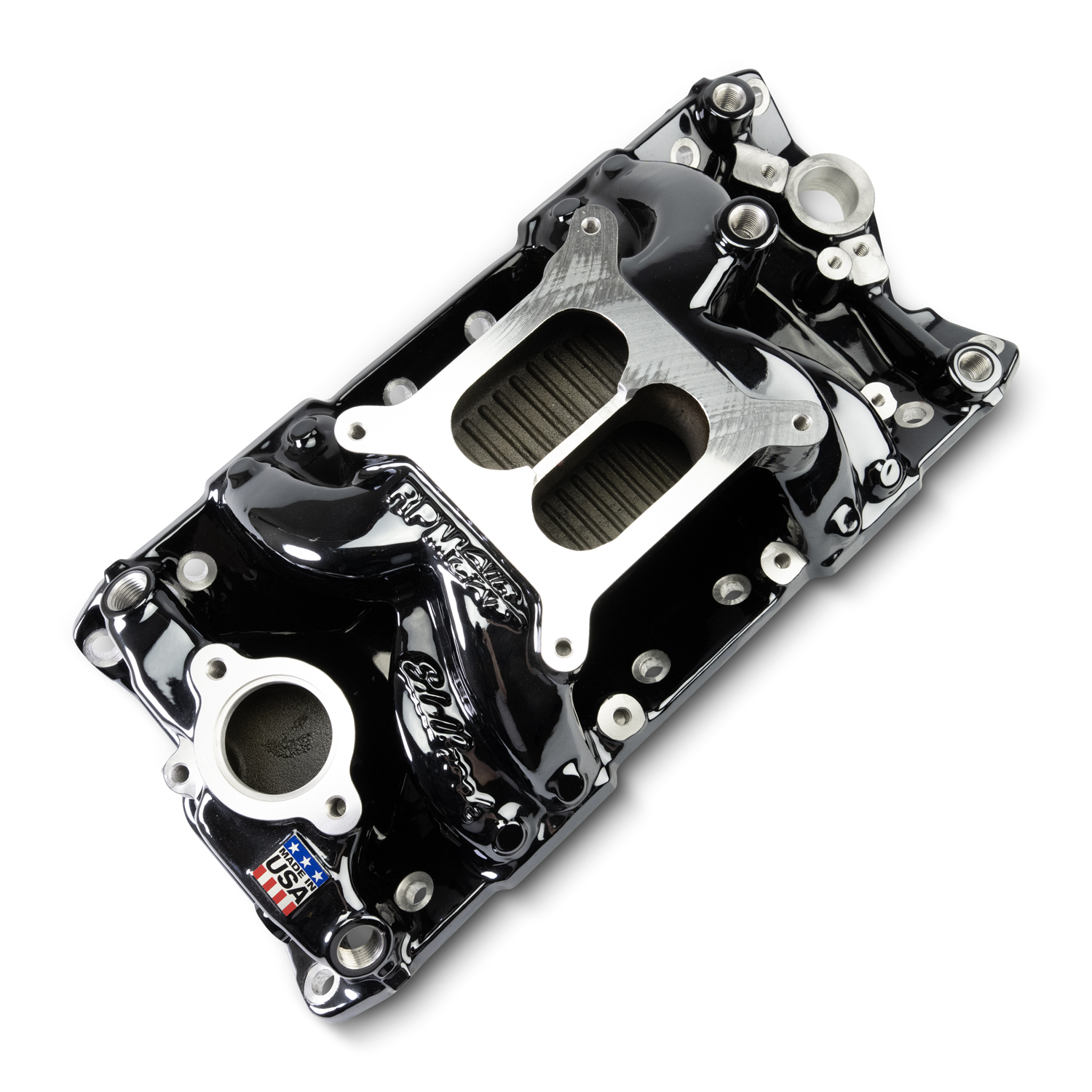 Edelbrock 7501-BP Performer RPM Small Block Chevy AIR-Gap Intake Manifold, Black Plasma Finish