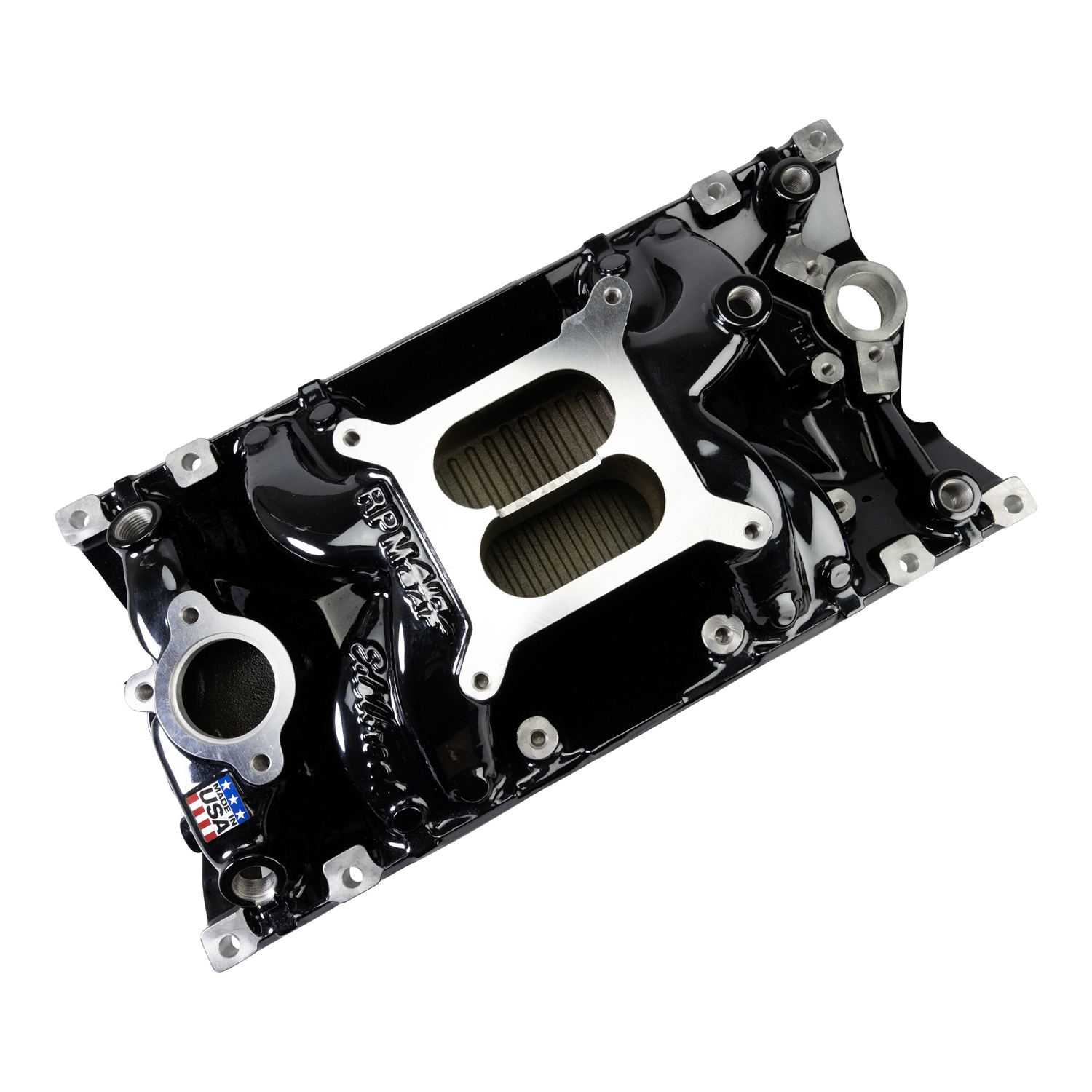 Edelbrock 7516-BP Edelbrock RPM Air-Gap Manifold For Small-Block Chevy Vortec, Black Plasma Finish