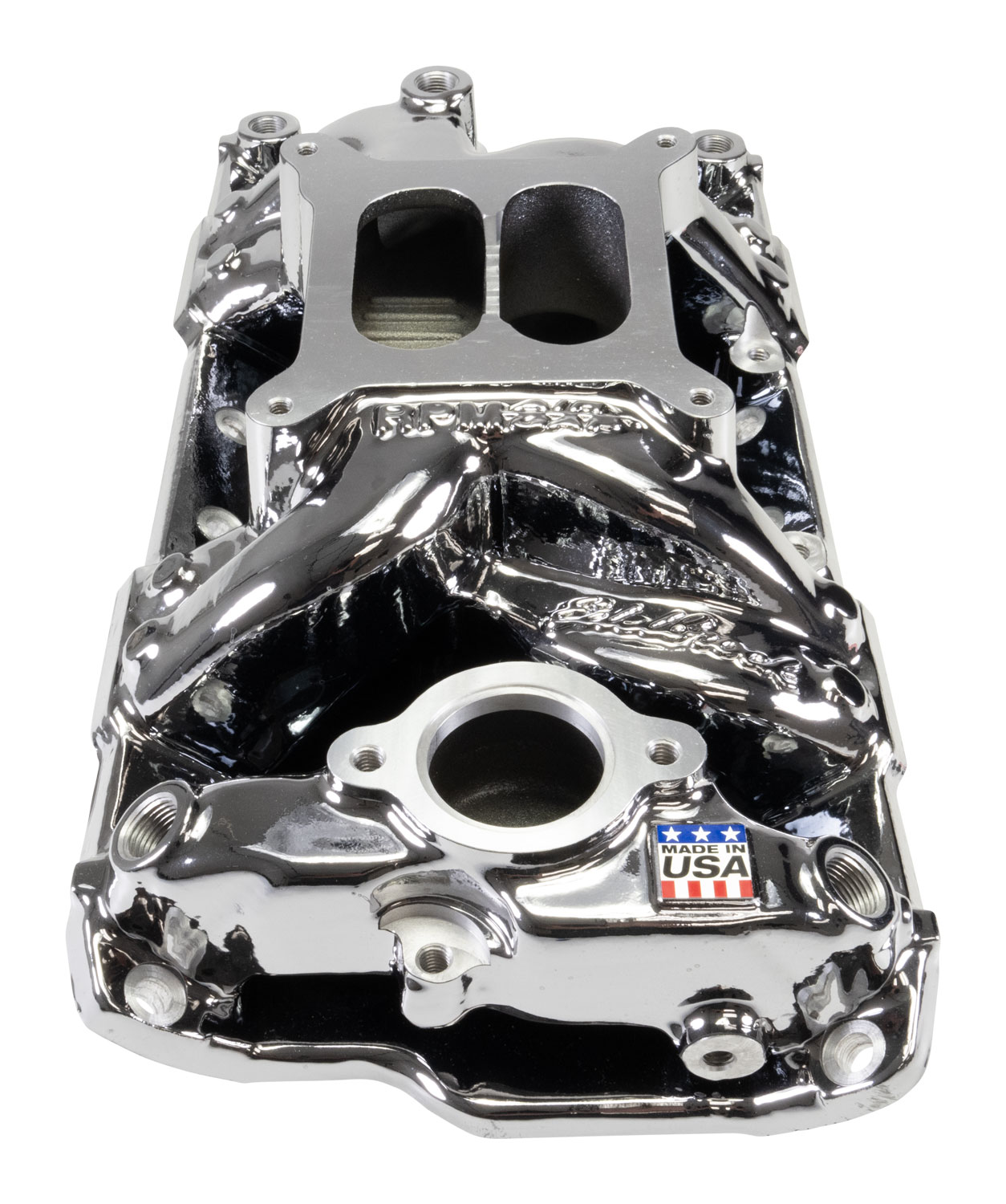 Edelbrock 7501-CP Performer RPM Small Block Chevy AIR-Gap Intake Manifold, Chrome Plasma Finish