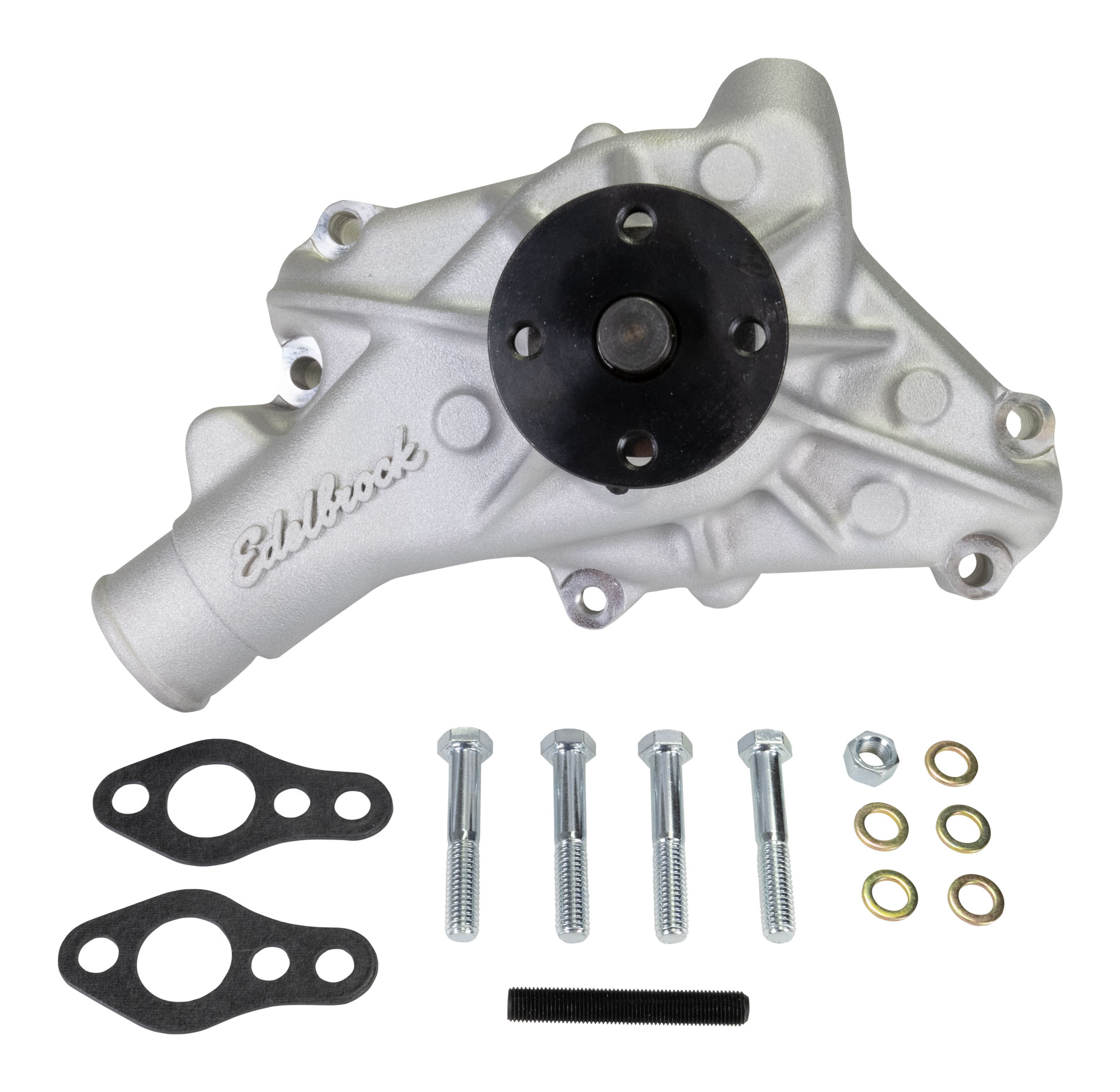 Edelbrock 88810 Long Water Pump For Small-Block Chevy, Reverse Rotation, Satin Finish