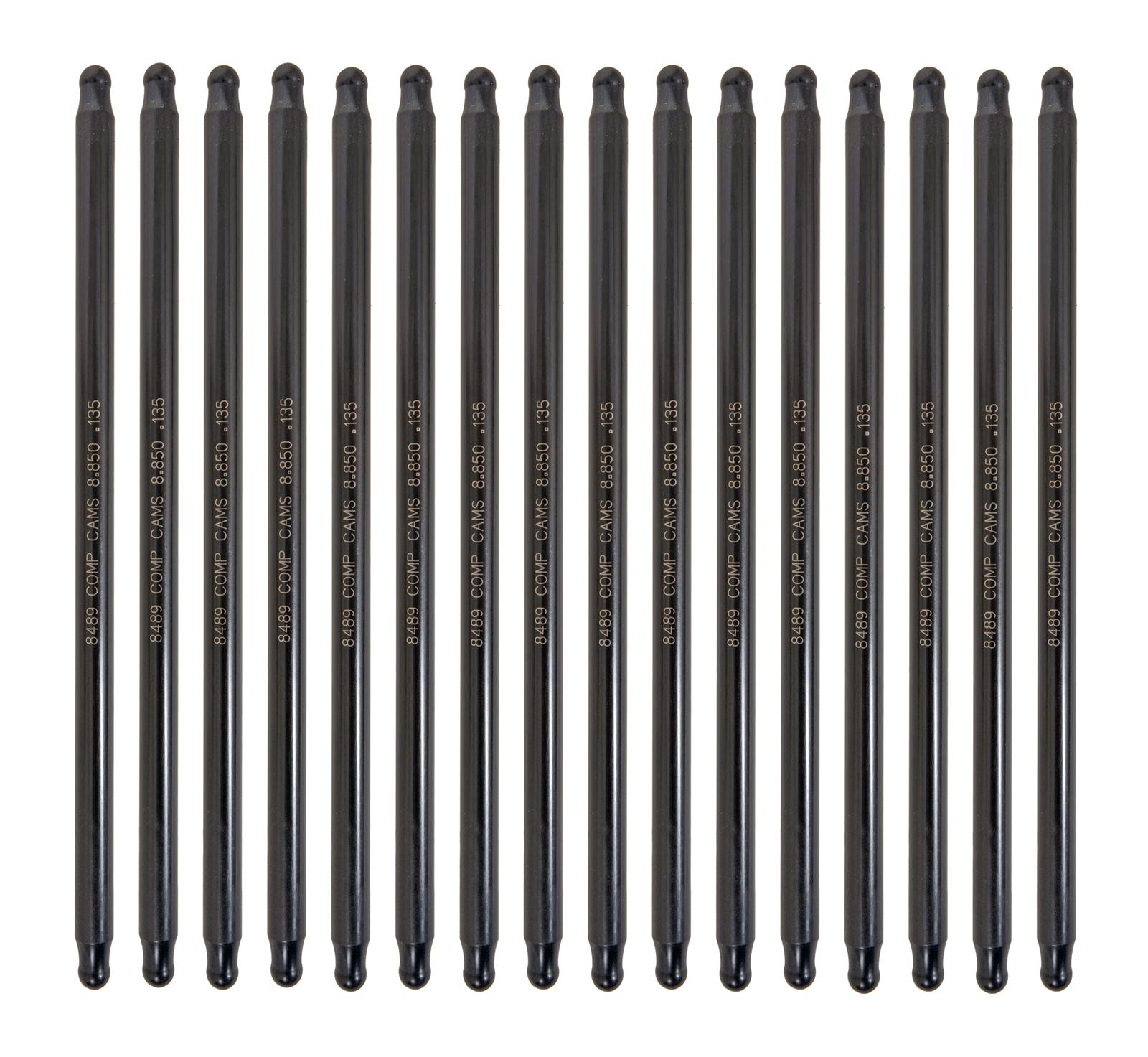 COMP Cams 8489-16 Hi-Tech One-Piece 8.850\" Long, .135\" Wall, 3/8\" Diameter Pushrod Set