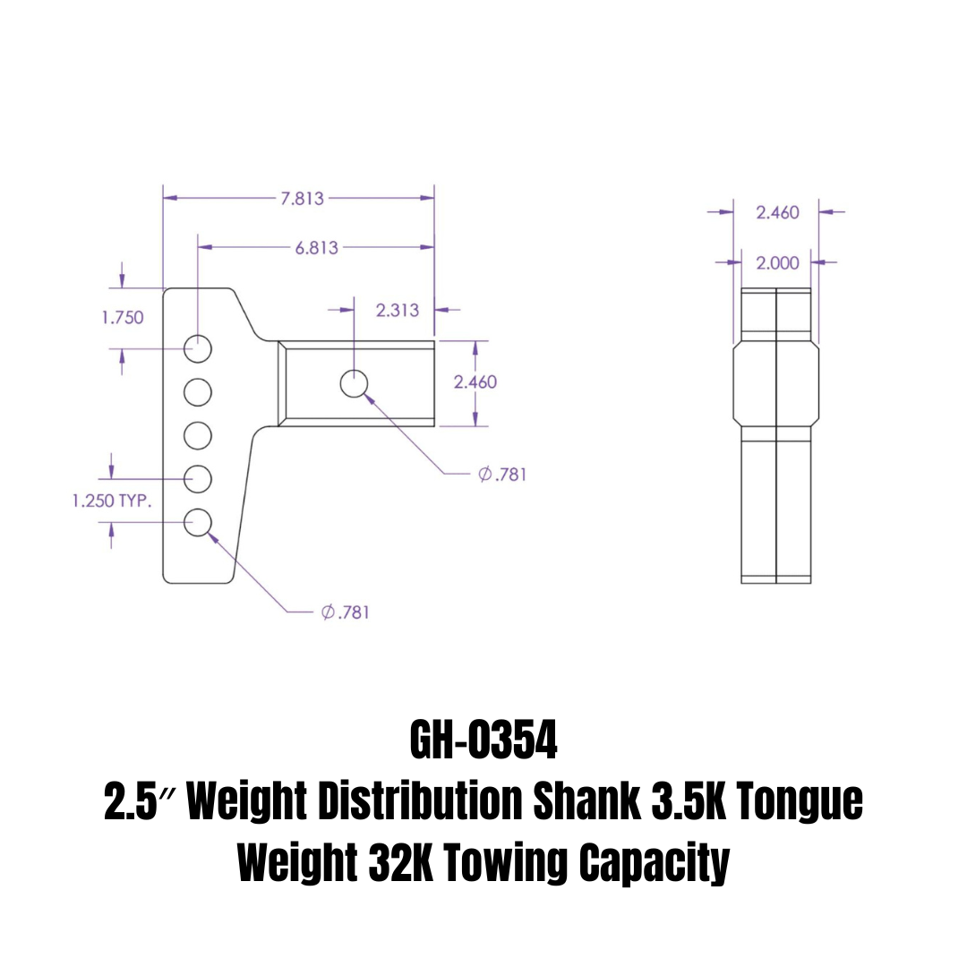 GEN-Y Hitch GH-0354 - Weight Distribution Shank, Silver Vein, Steel