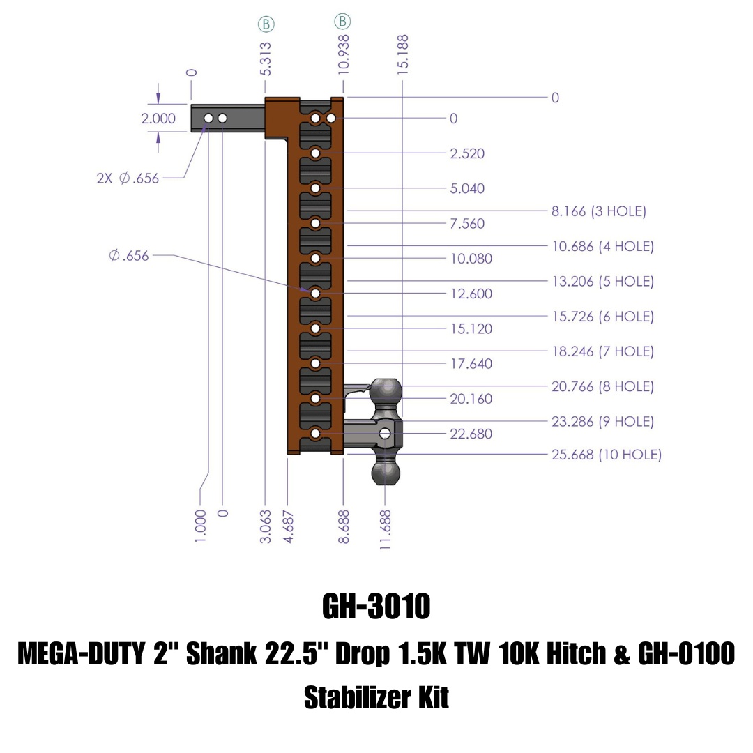 GEN-Y Hitch GH-3010 - Mega-Duty Drop Hitch, Silver Vein, Steel