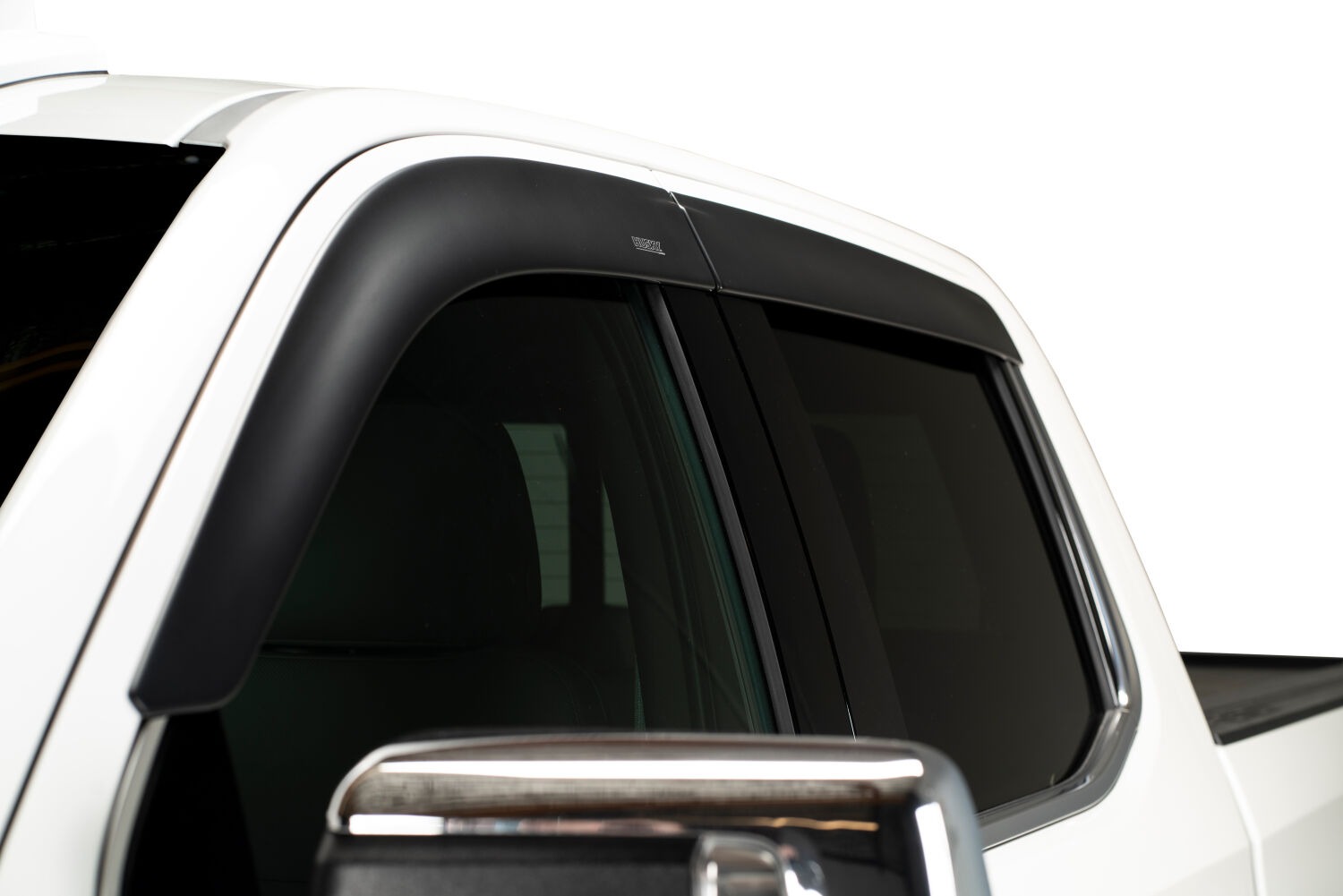 Low Profile Ventvisor Deflector; Matte Black; Outside Mount; 4 pc. 2015-2026 Ford F-150; 2017-2026 Ford F-250 Super Duty; 2017-2026 Ford F-350 Super Duty; 2017-2026 Ford F-450 Super Duty; 2022-2026 Ford F-150 Lightning
