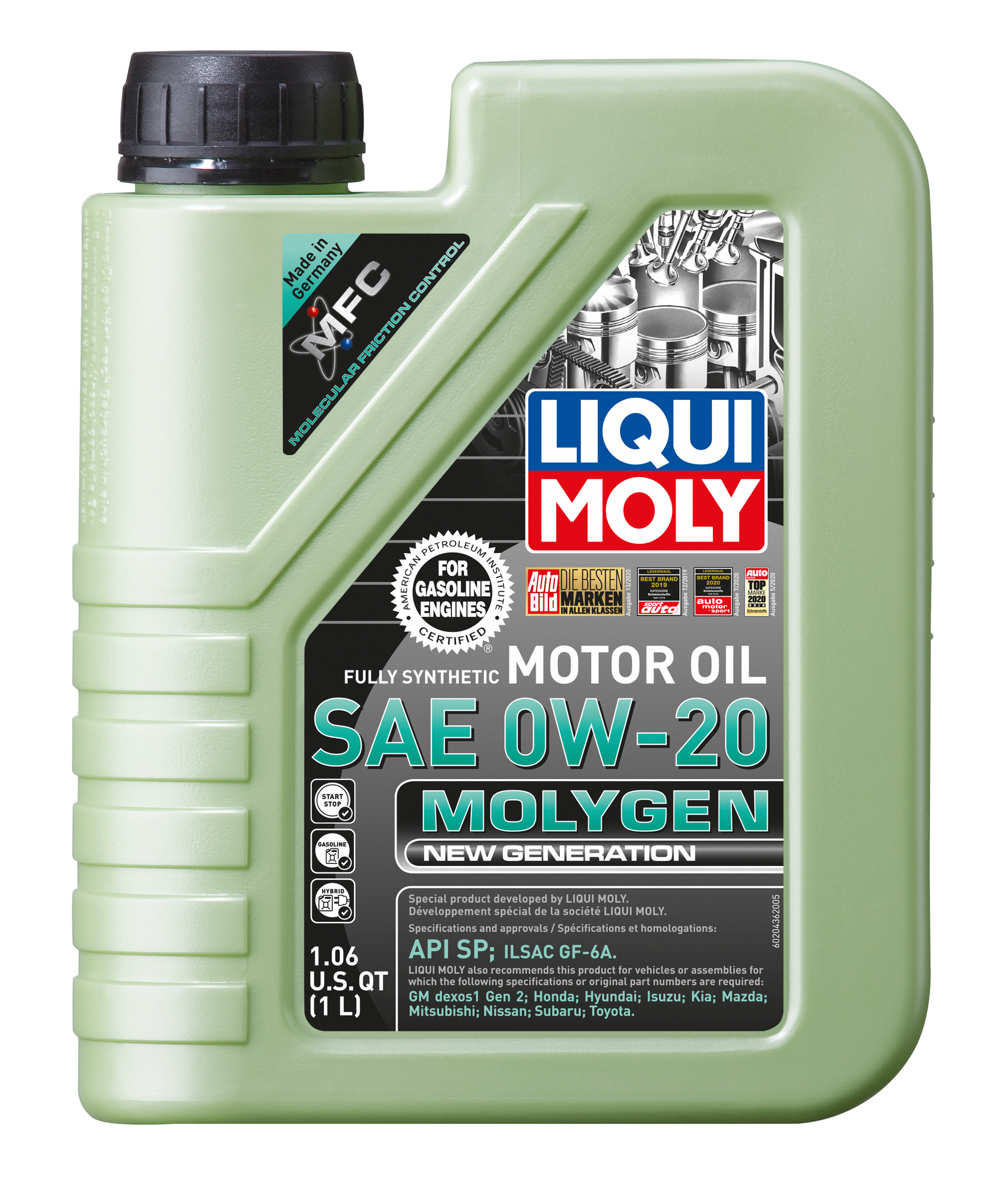 LIQUI MOLY 1L Molygen New Generation Motor Oil SAE 0W20 – Case of 6