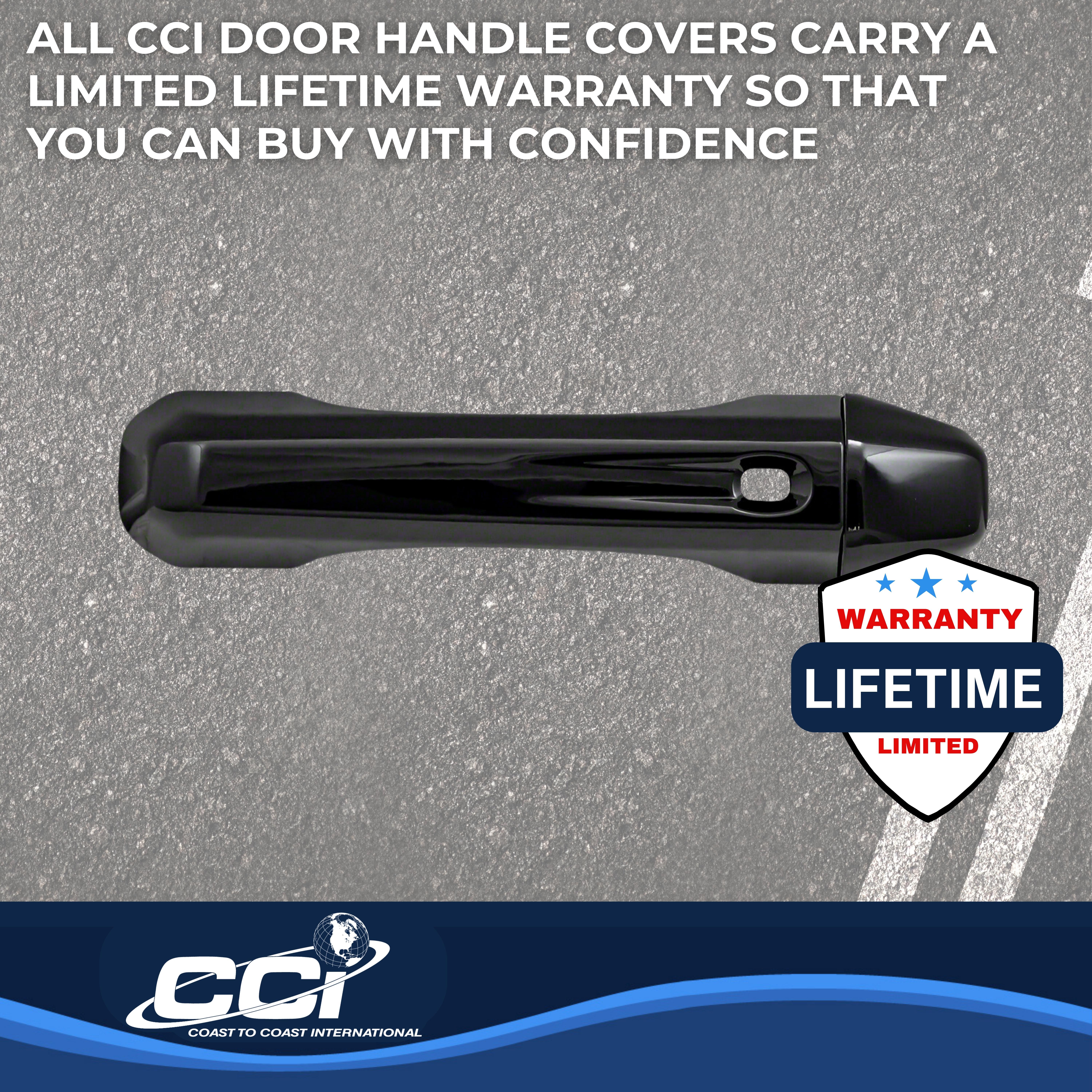 Coast To Coast CCIDH68580SBK - Chrome Door Handle Covers, Black, Gloss Painted