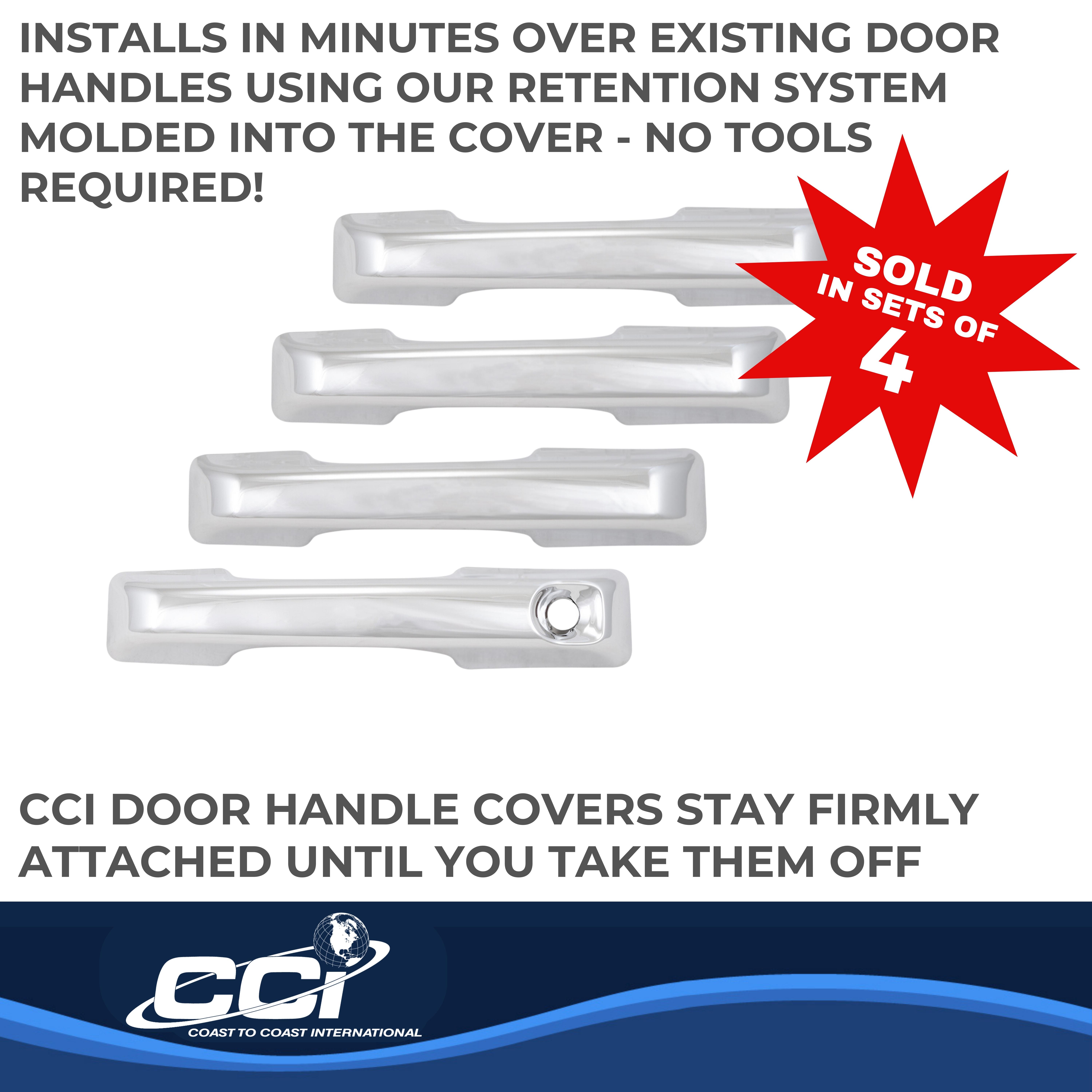 Coast To Coast CCIDH68591B - Chrome Door Handle Covers, Silver, Chrome Plated