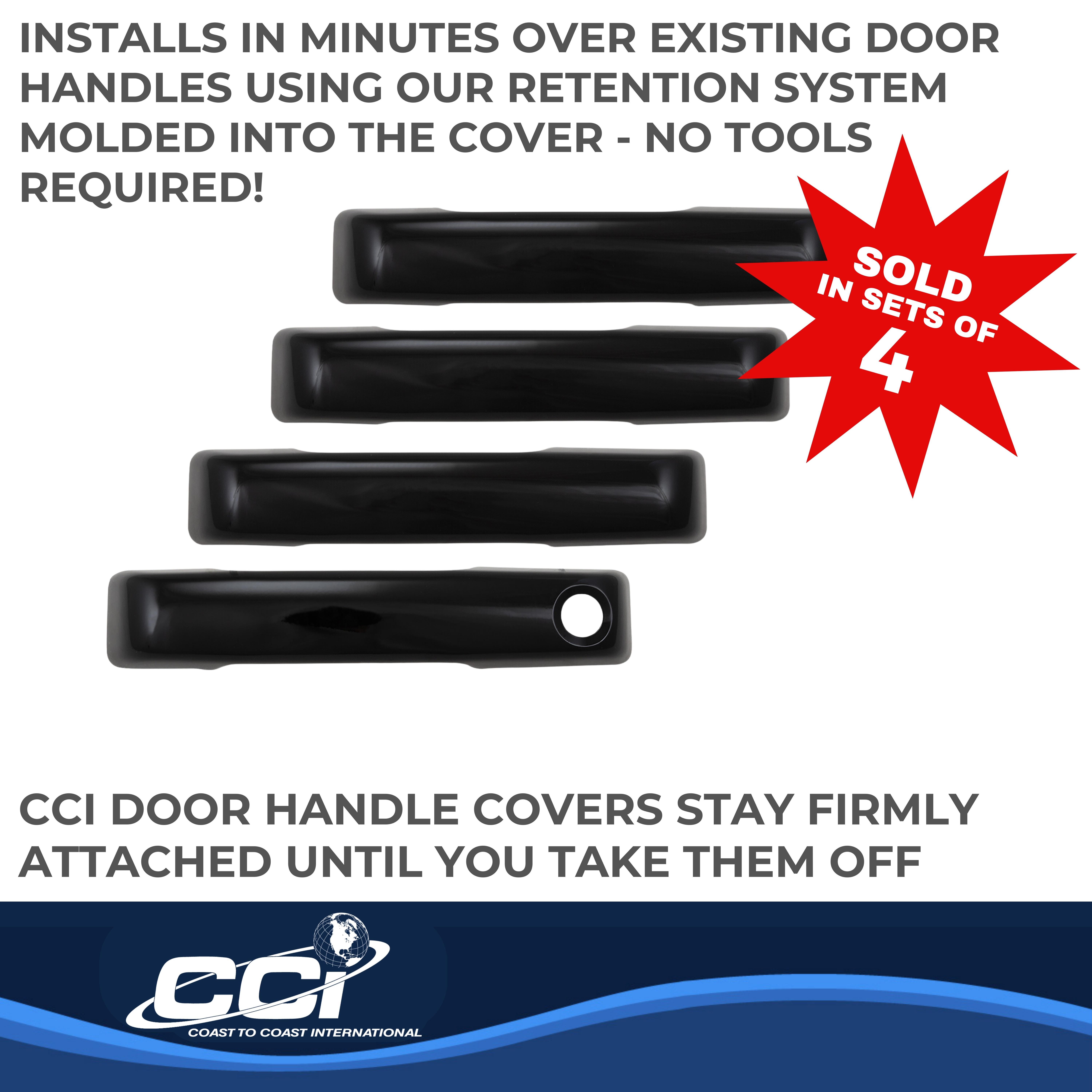 Coast To Coast CCIDH68592BLK - Chrome Door Handle Covers, Black, Gloss Painted
