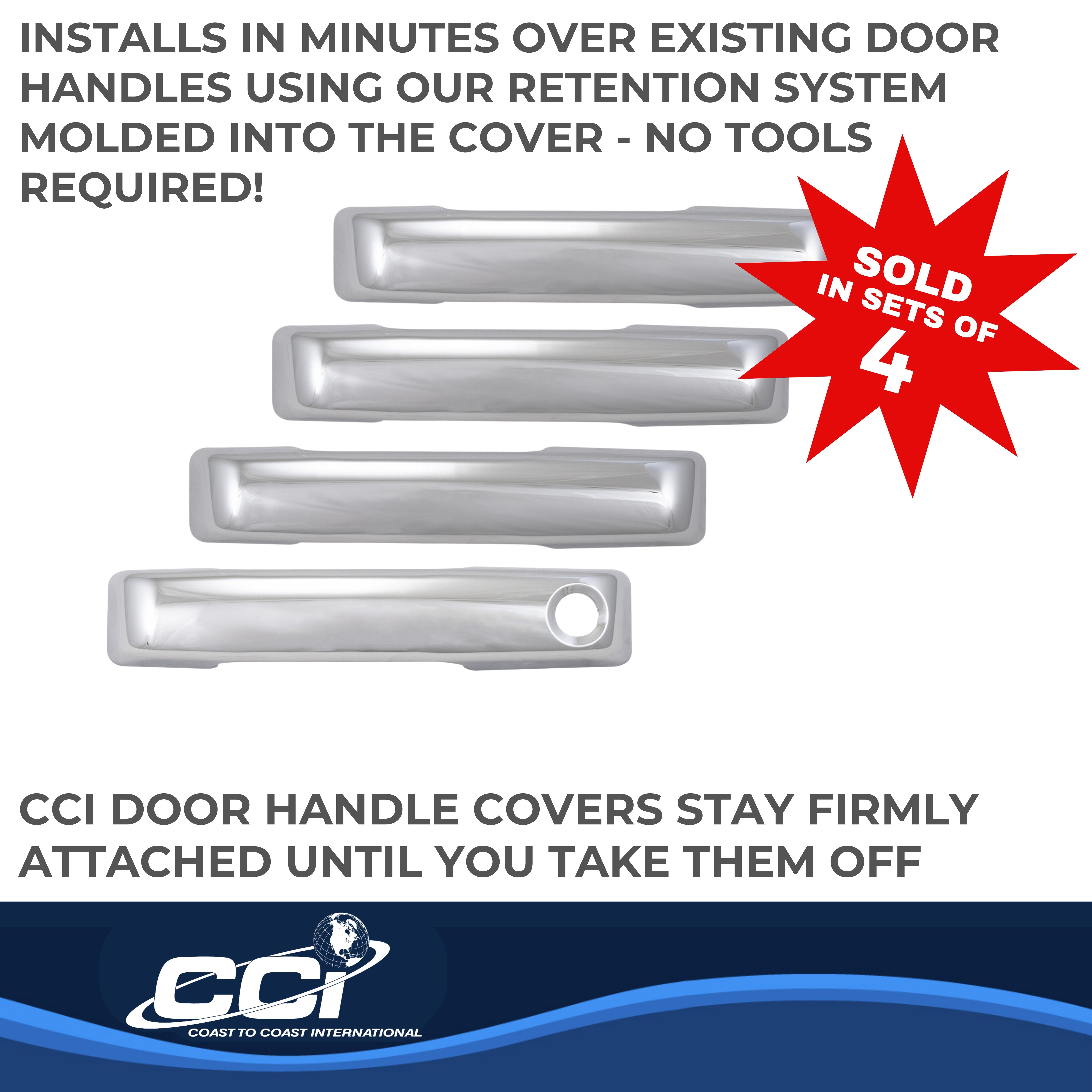 Coast To Coast CCIDH68592B - Chrome Door Handle Covers, Silver, Chrome Plated