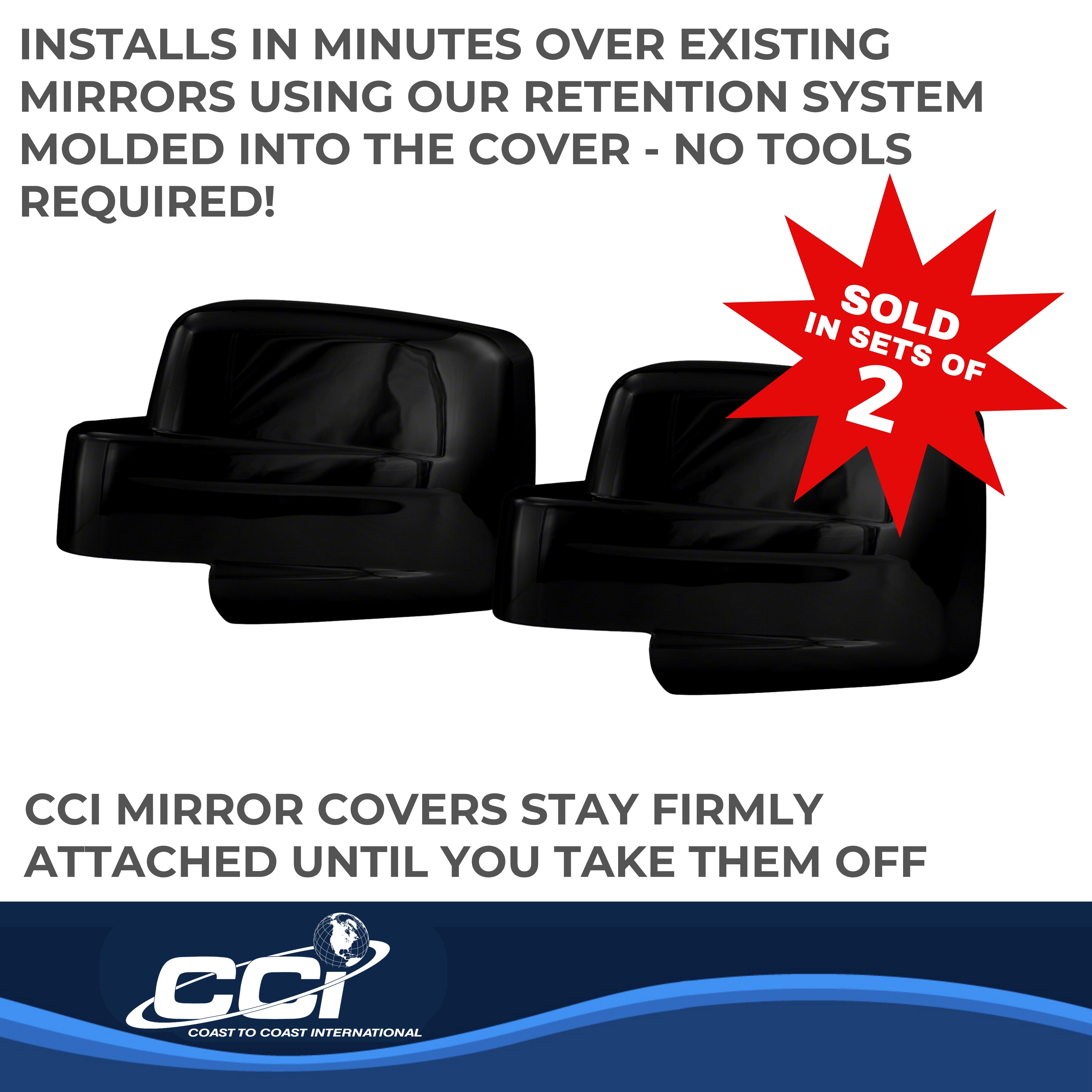 Coast To Coast CCIMC67424BK - Chrome Mirror Covers, Black, Gloss Painted