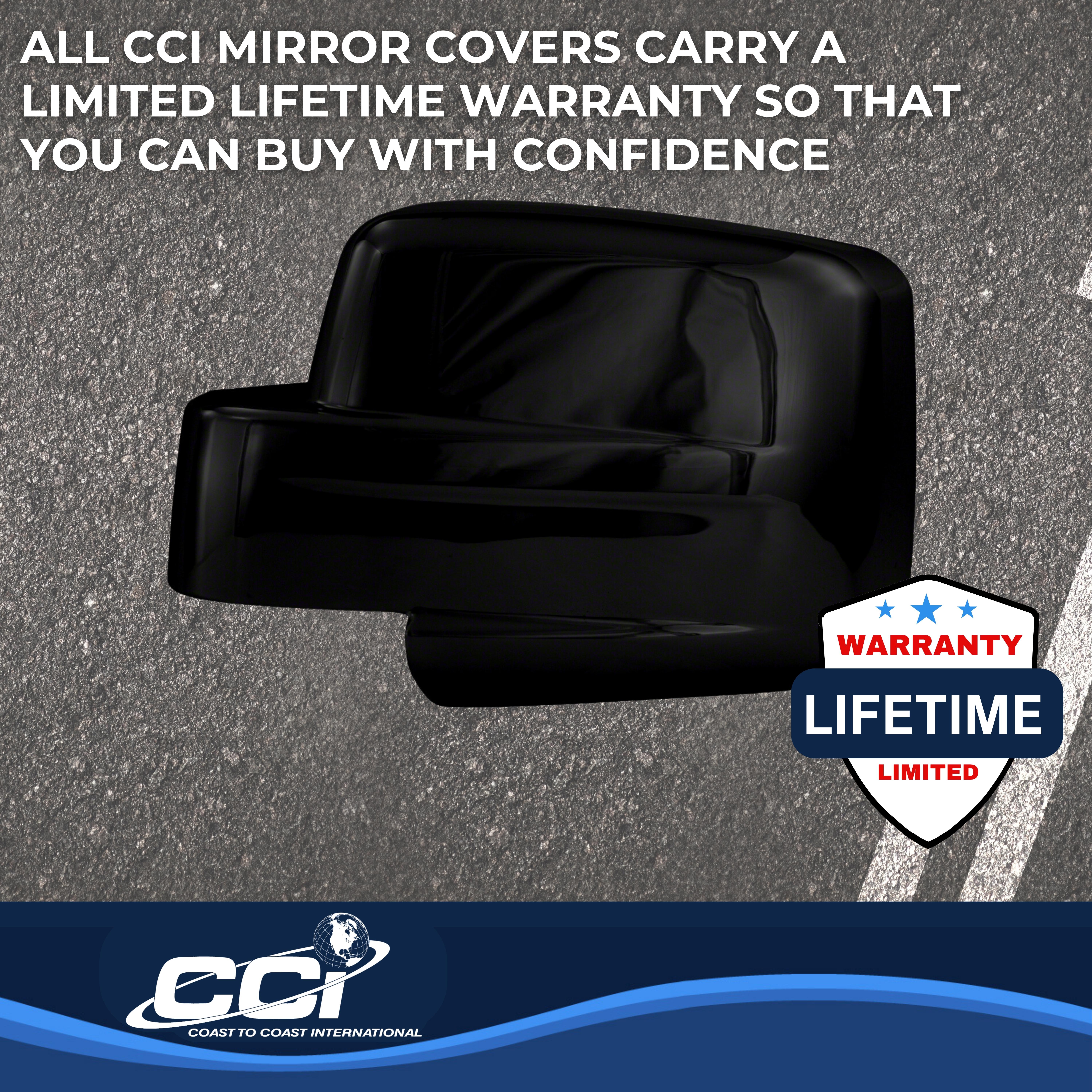 Coast To Coast CCIMC67424BK - Chrome Mirror Covers, Black, Gloss Painted