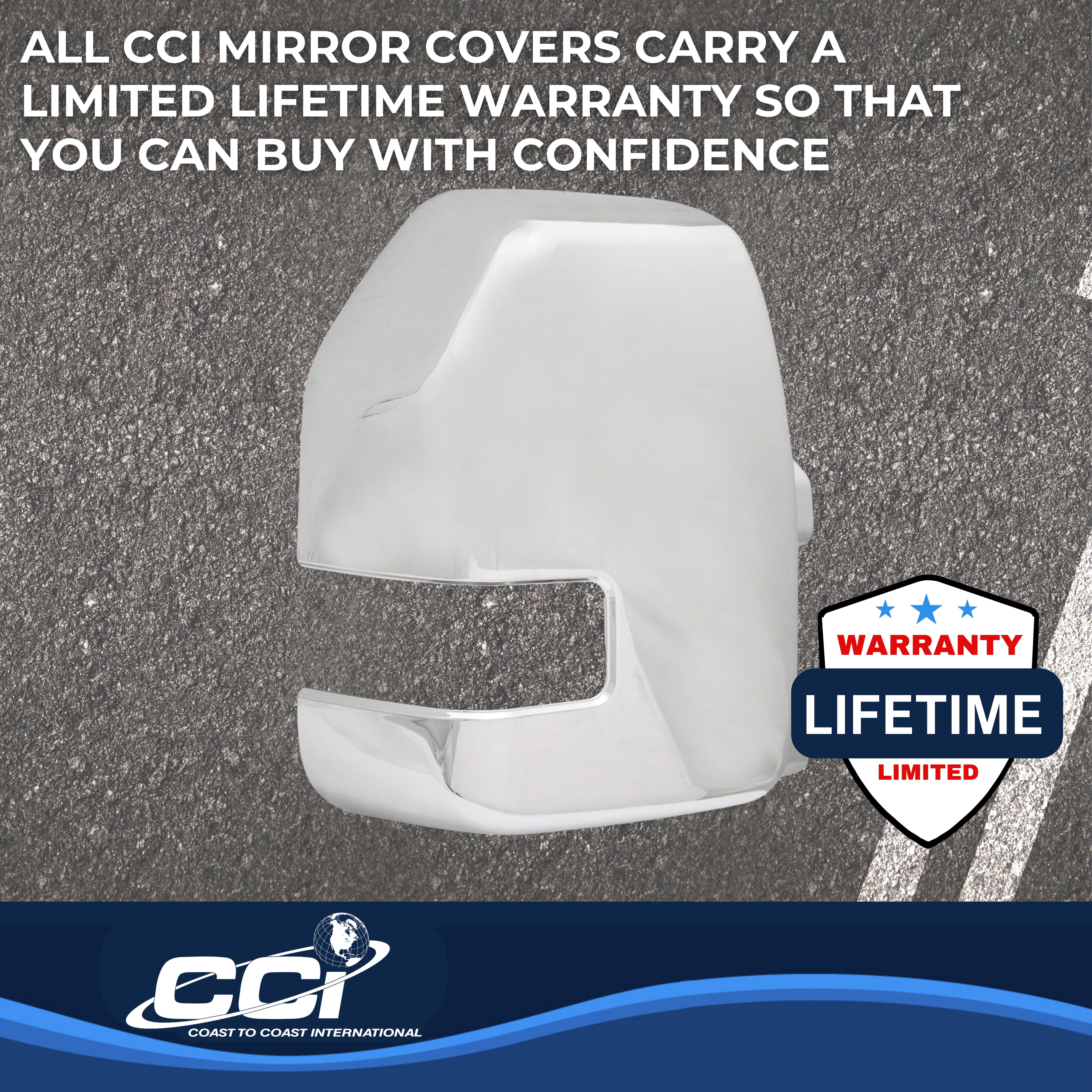 Coast To Coast CCIMC67525 - Chrome Mirror Covers, Silver, Chrome Plated