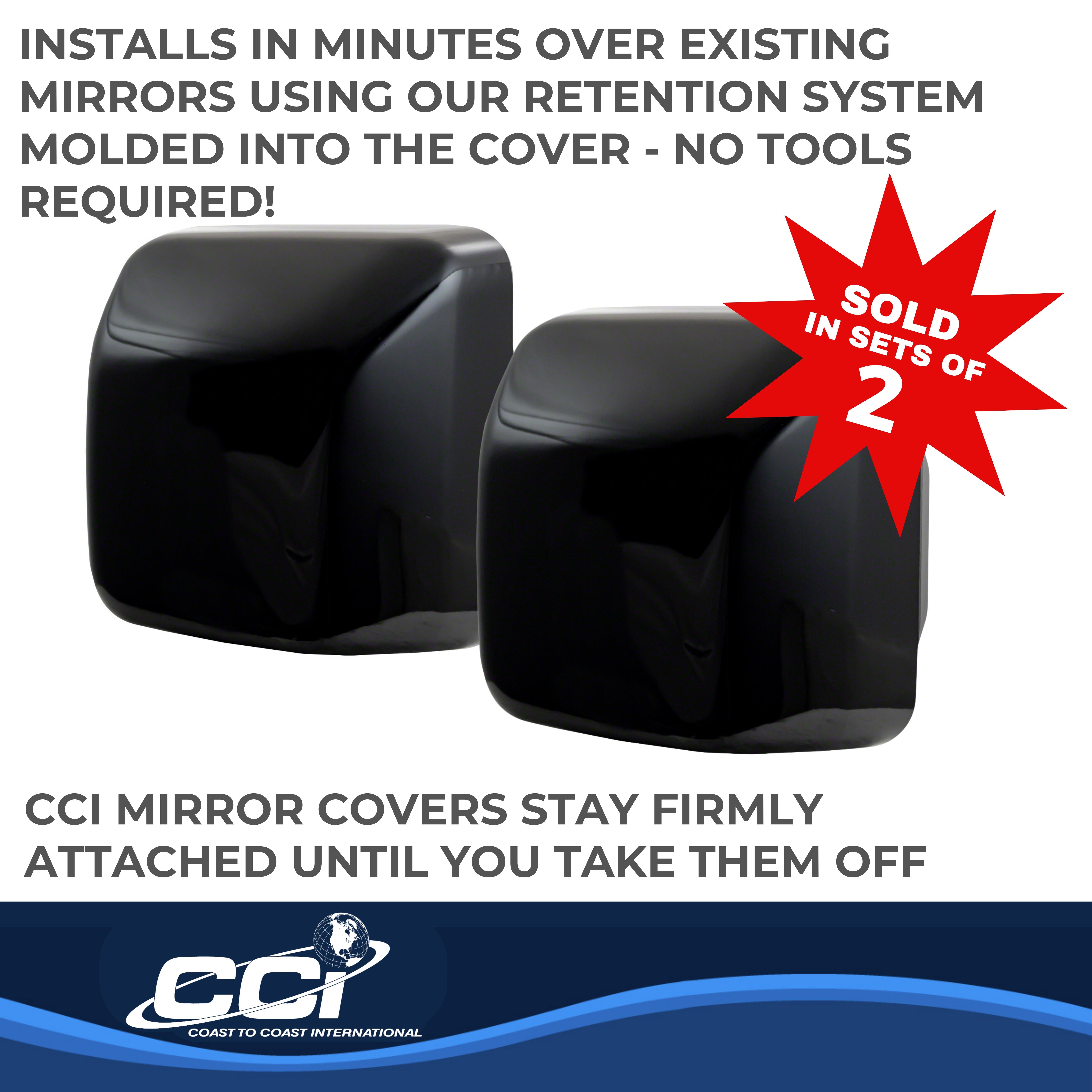 Coast To Coast CCIMC67526RBK - Chrome Mirror Covers, Black, Gloss Painted