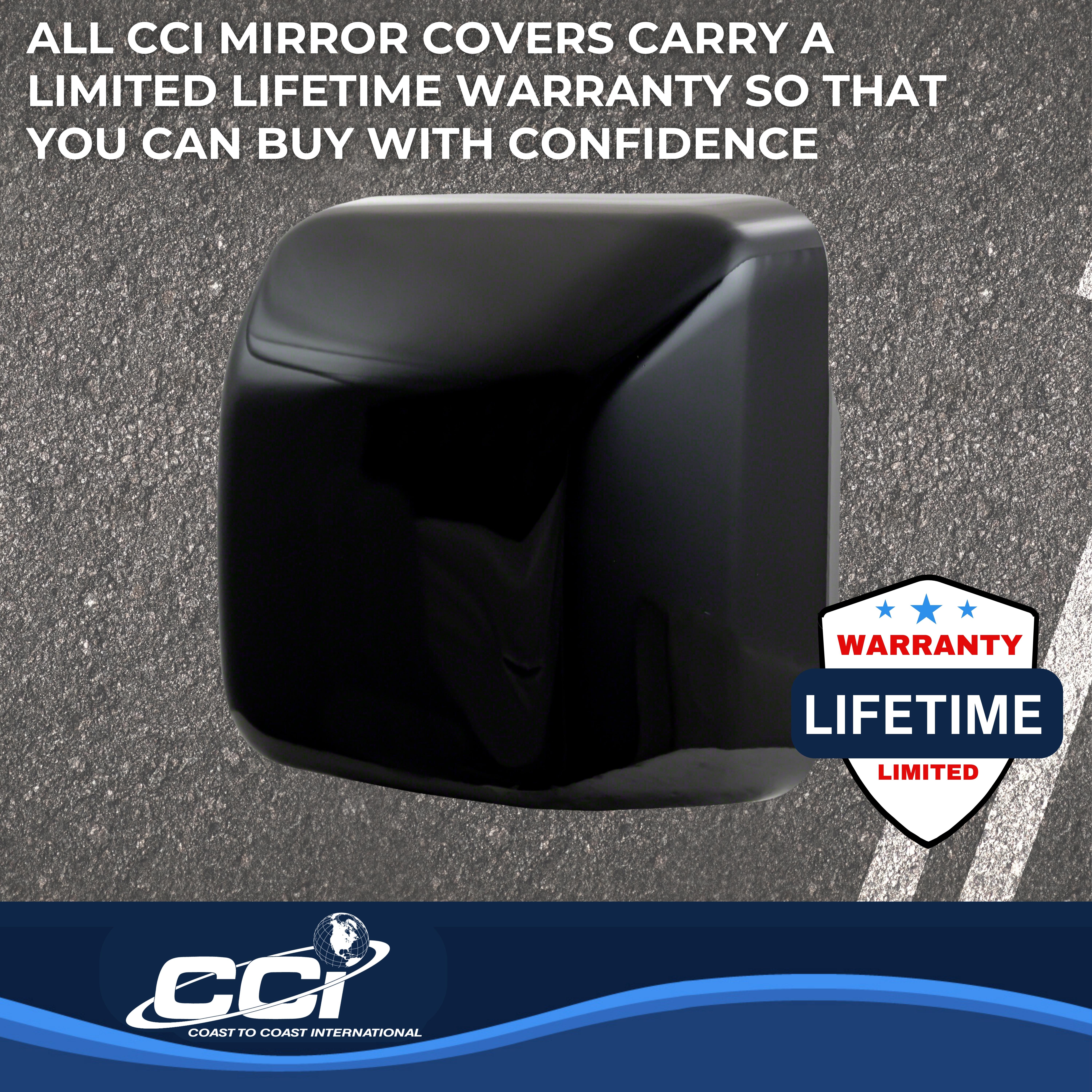 Coast To Coast CCIMC67526RBK - Chrome Mirror Covers, Black, Gloss Painted