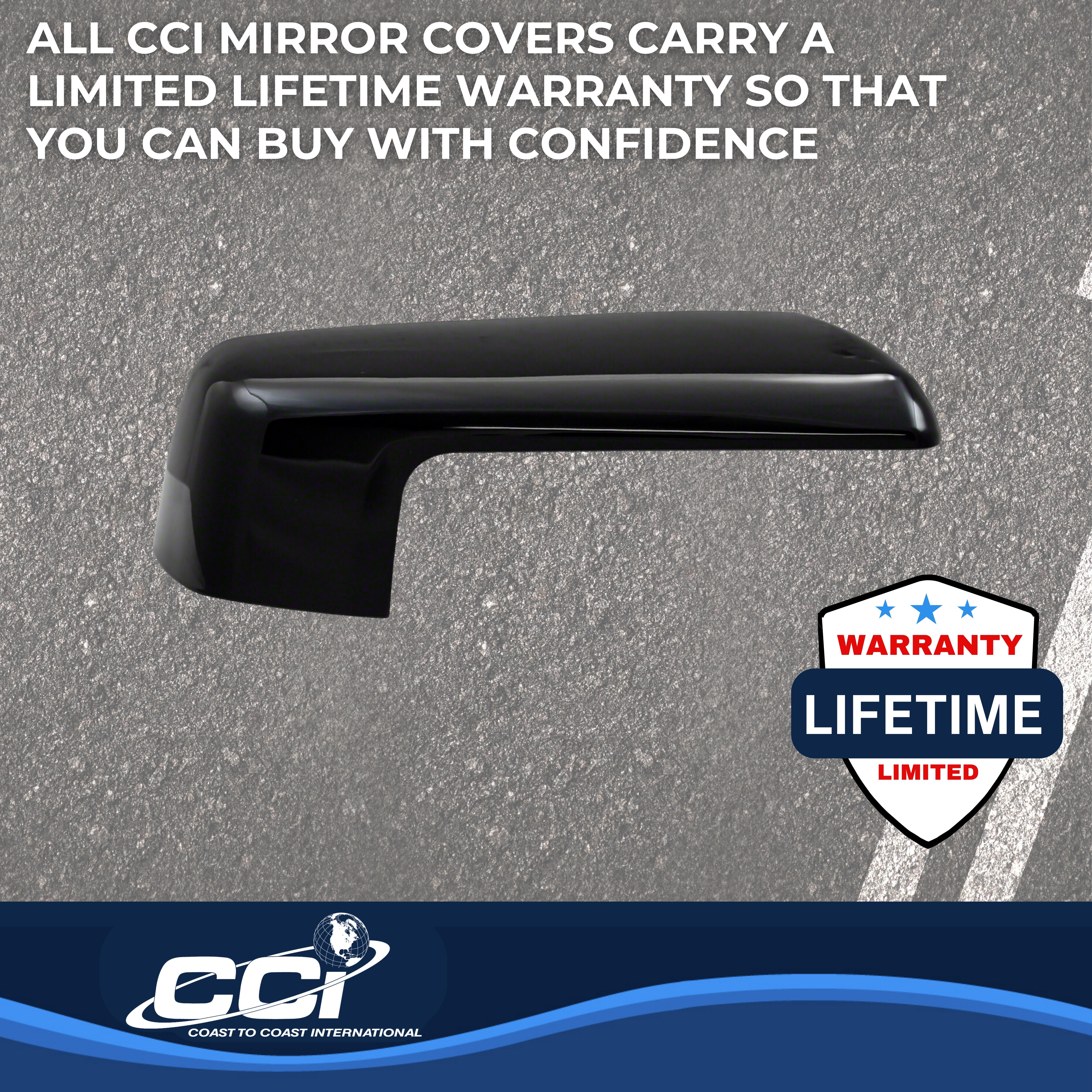 Coast To Coast CCIMC67536RBK - Chrome Mirror Covers, Black, Gloss Painted
