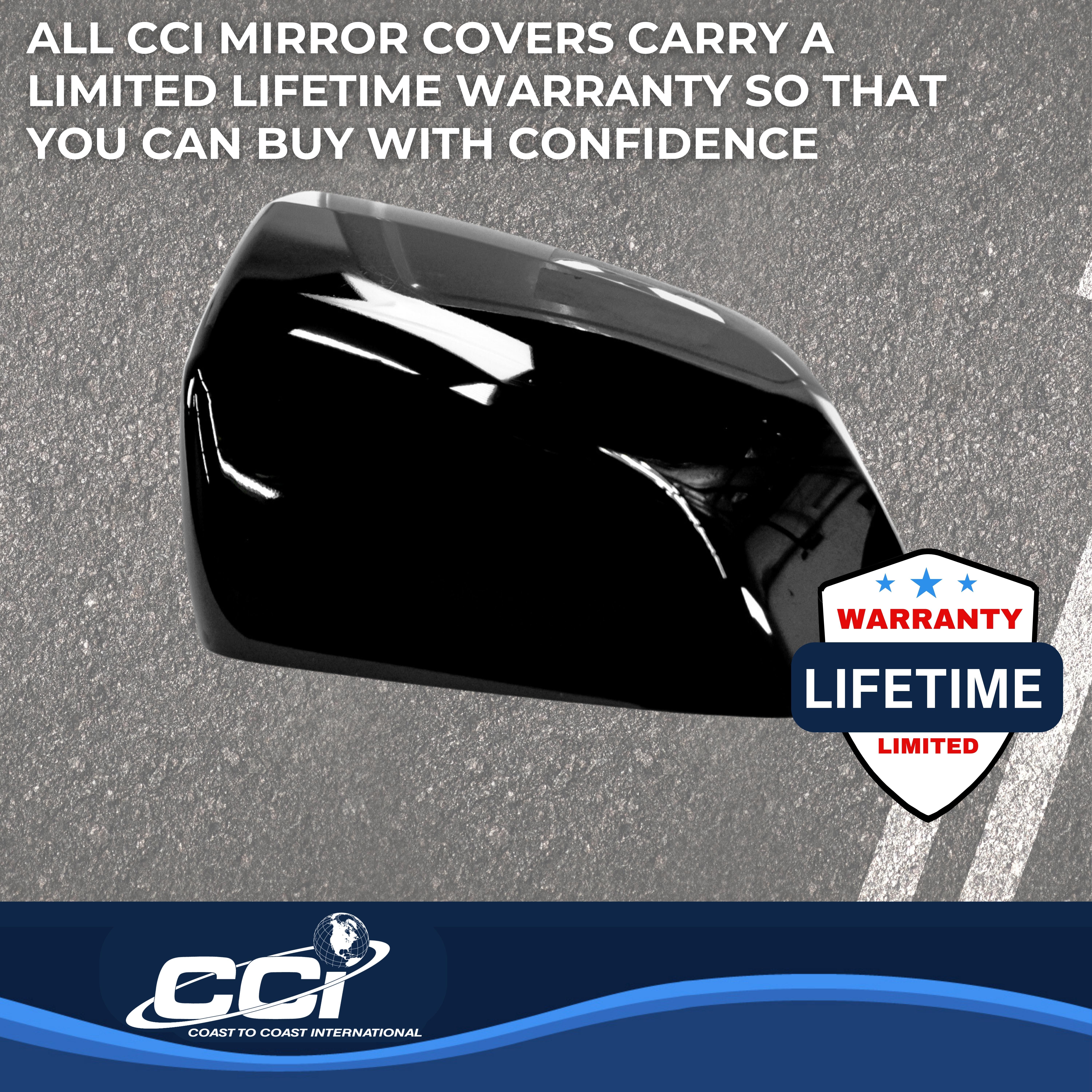 Coast To Coast CCIMC67548BK - Chrome Mirror Covers, Black, Gloss Painted