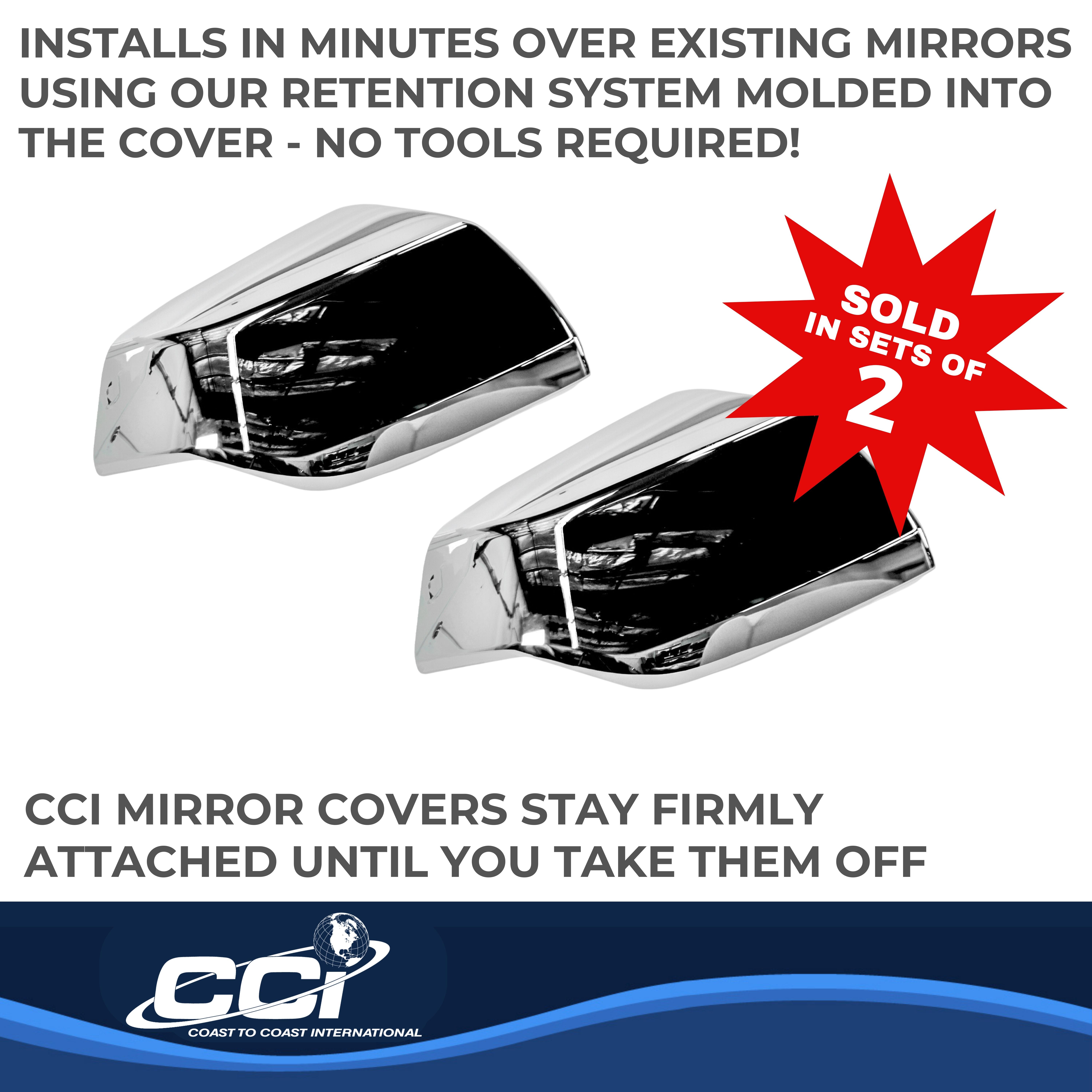 Coast To Coast CCIMC67548 - Chrome Mirror Covers, Silver, Chrome Plated