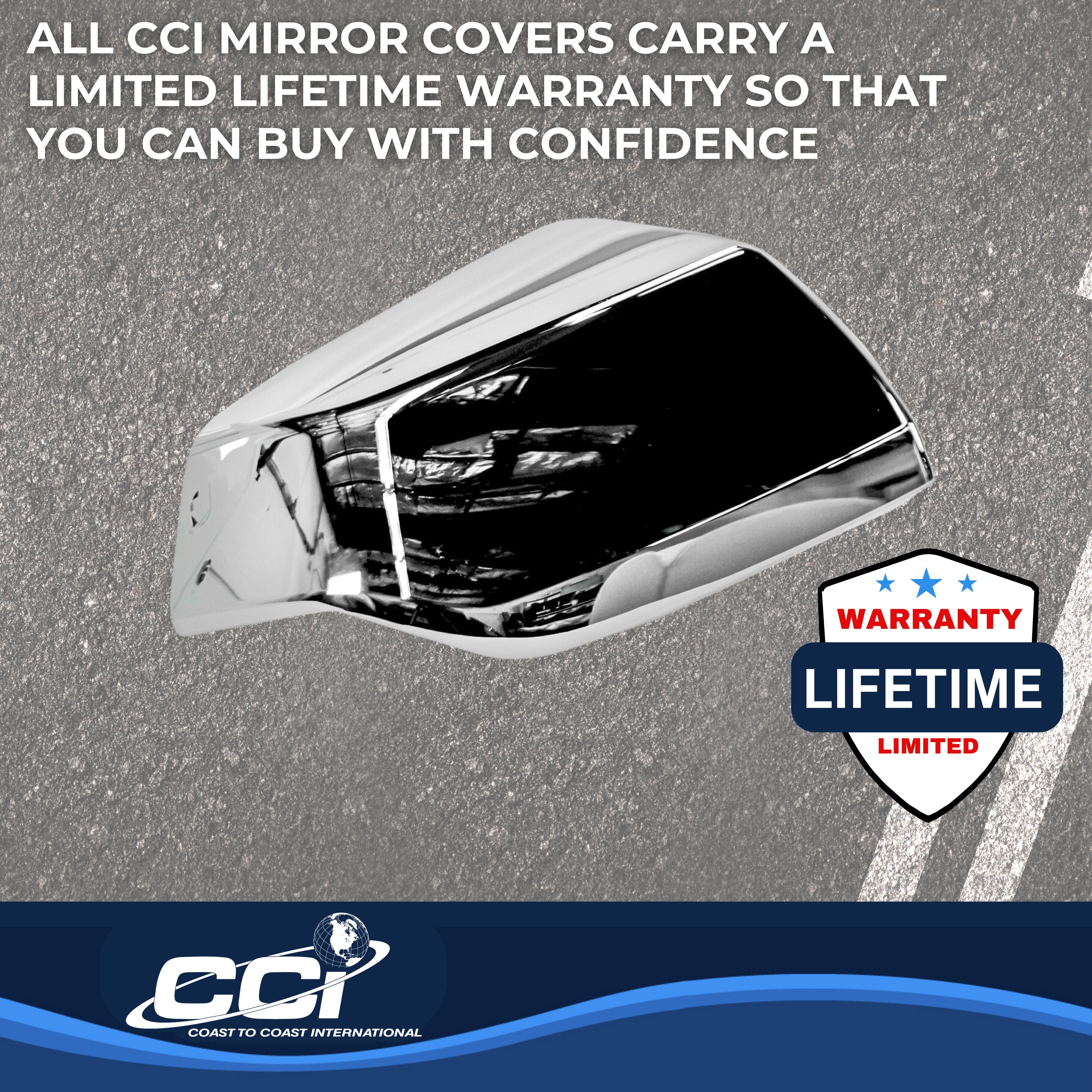 Coast To Coast CCIMC67548 - Chrome Mirror Covers, Silver, Chrome Plated