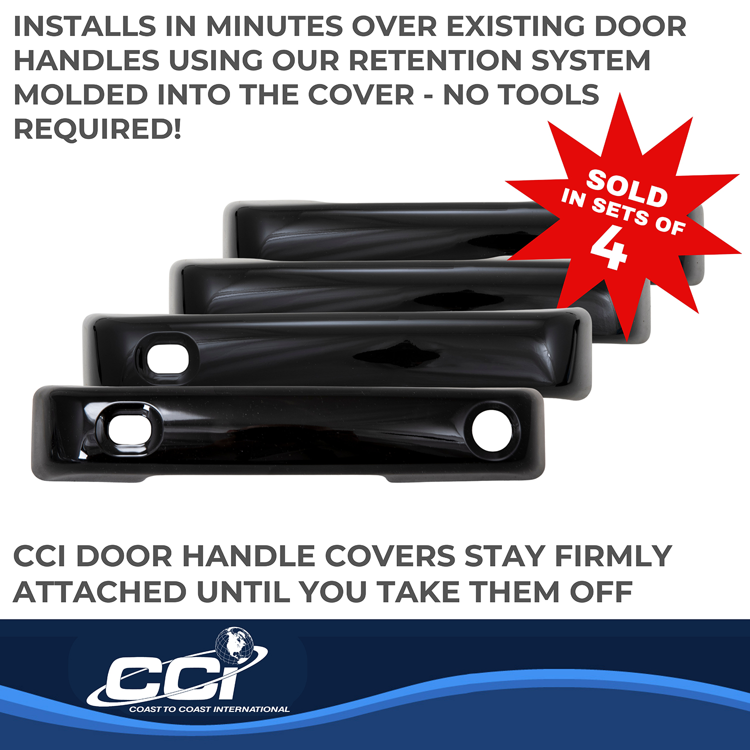 Coast To Coast CCIDH68592SBK - Chrome Door Handle Covers, Black, Gloss Painted
