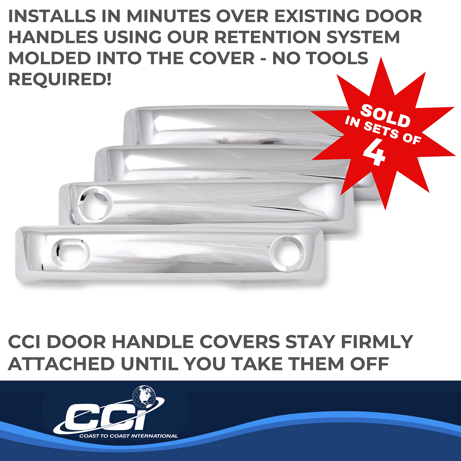 Coast To Coast CCIDH68592S - Chrome Door Handle Covers, Silver, Chrome Plated